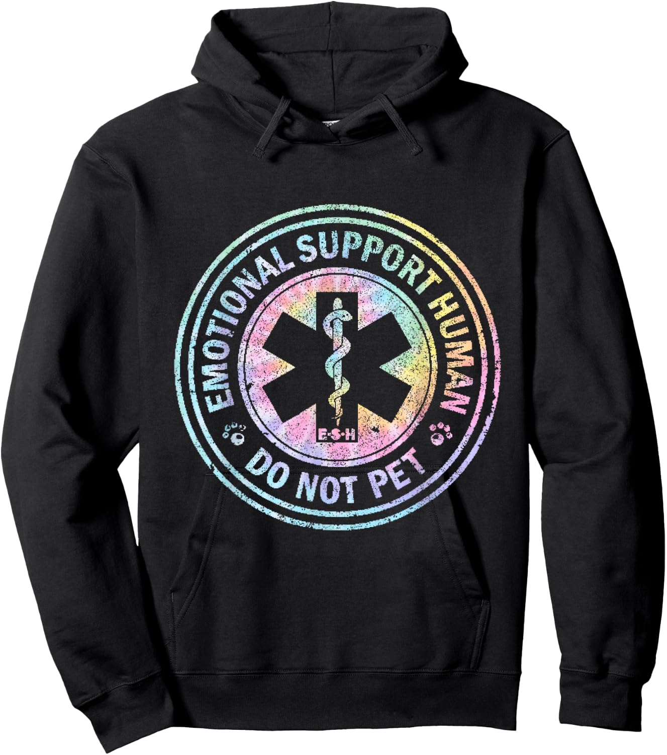 Emotional Support Human - Do Not Pet Tie Dye Hoodie - Hoodie | Black