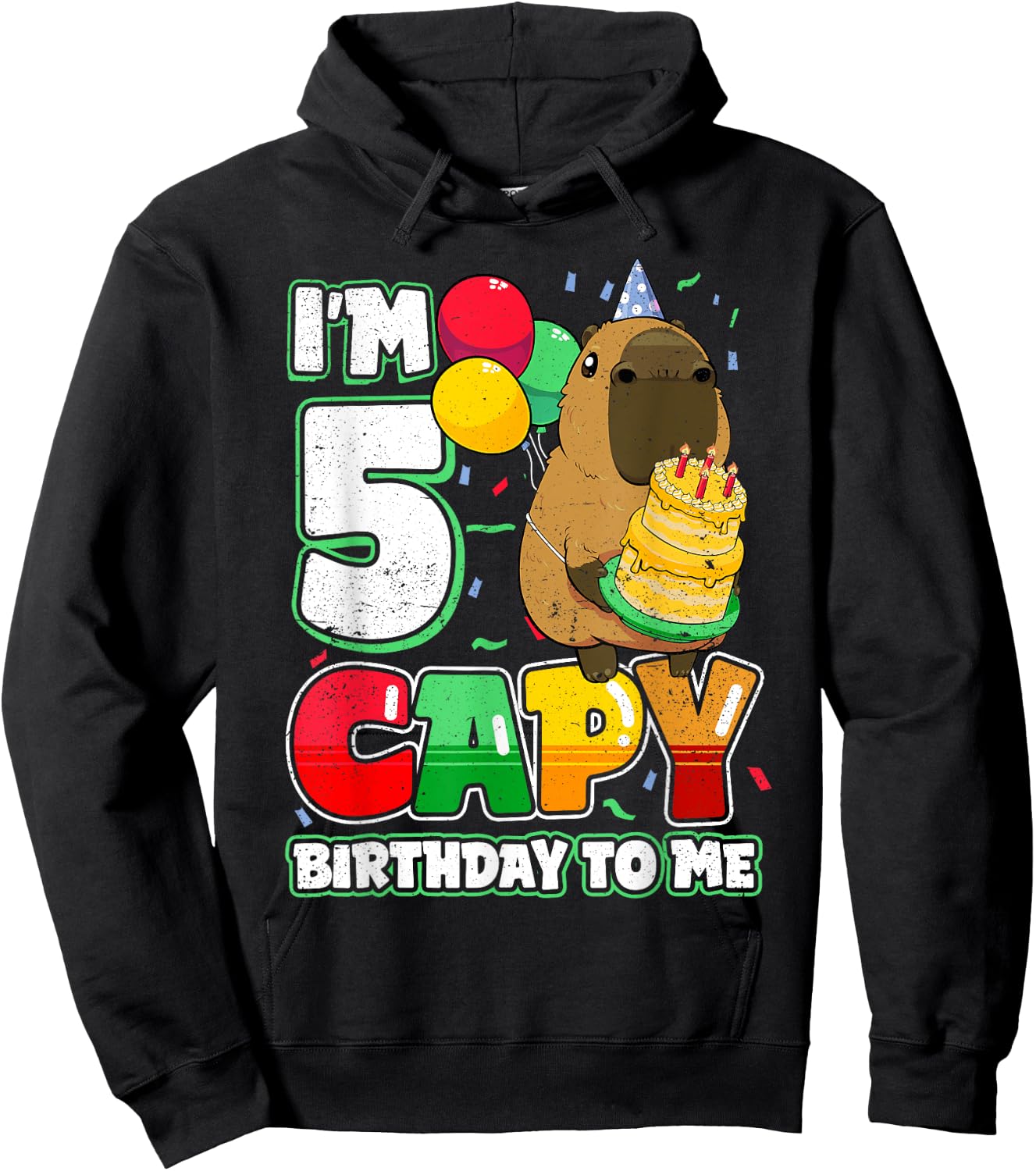 5 Years Old Capy Birthday to me 5th Birthday Capybara Hoodie - Hoodie | Black