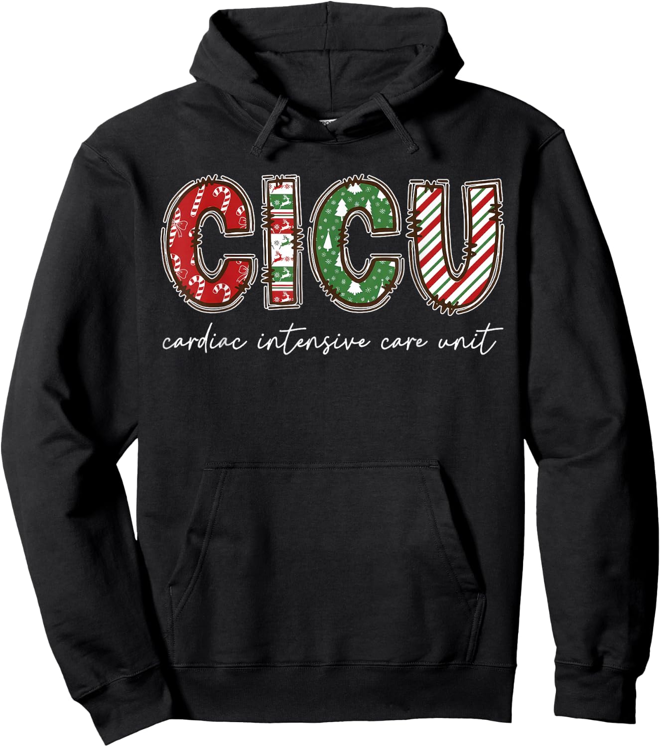 CICU Cardiac Intensive Care Unit ICU Nurse Christmas Hoodie - Hoodie | Black