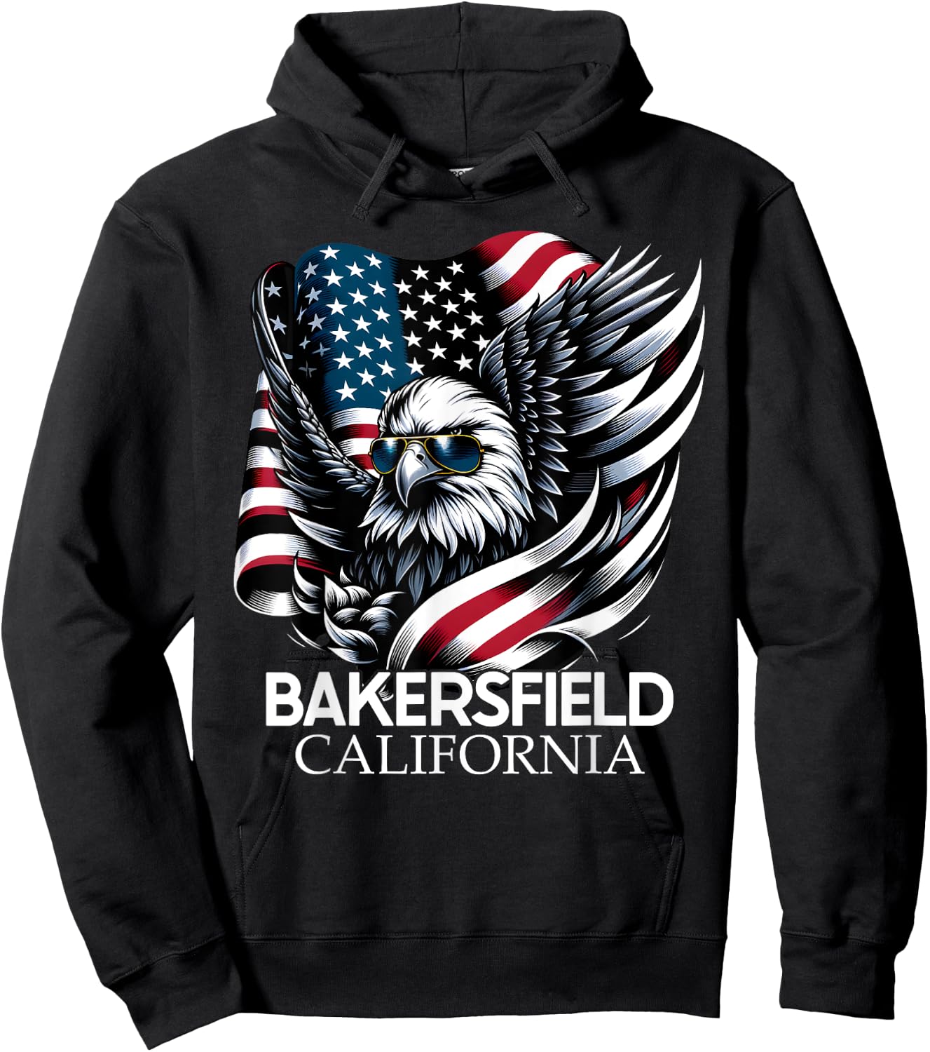Bakersfield California 4th Of July USA American Flag Kids Men Hoodie - Hoodie | Black
