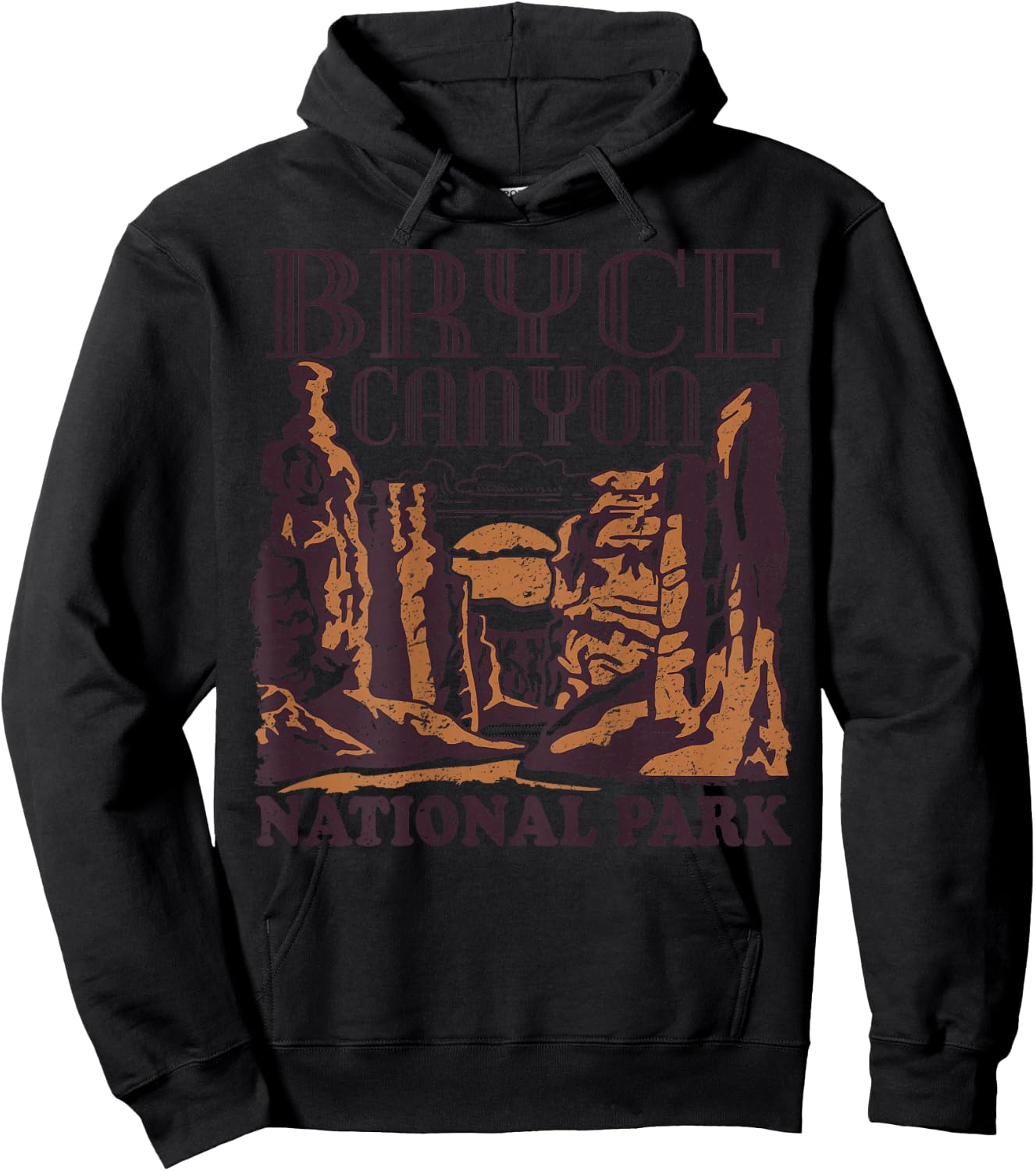 Bryce Canyon National Park (Design on Back) Vintage Style Hoodie - Hoodie | Black