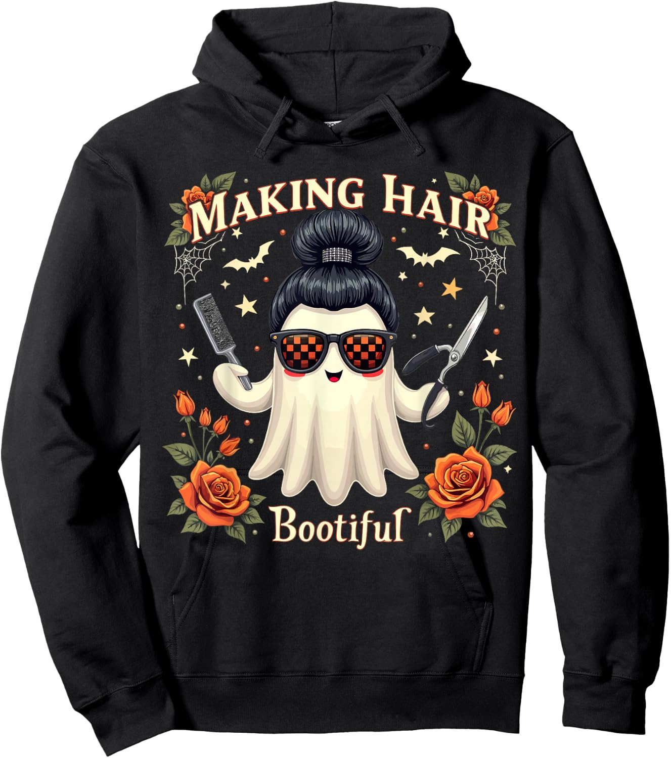 Hair Making Bootiful Ghost Halloween Hairdresser Hairdresser Hoodie - Hoodie | Black