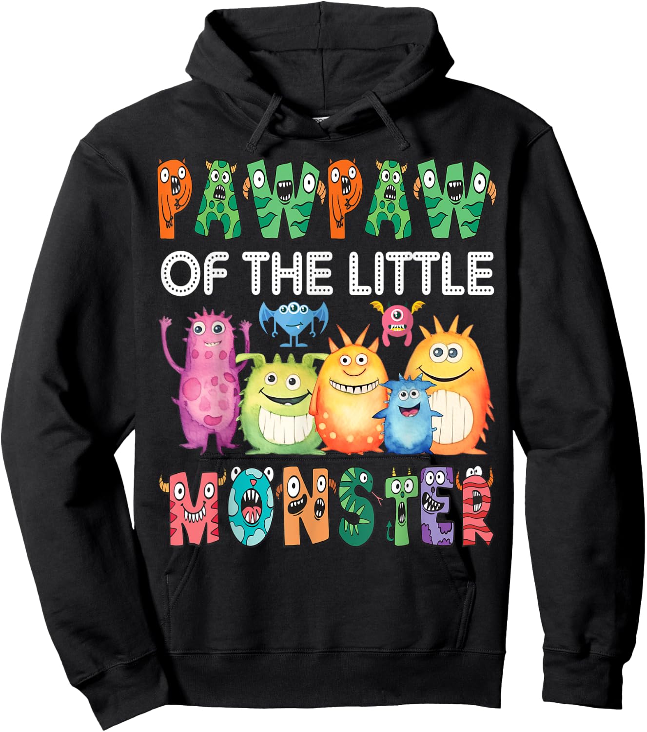 Pawpaw Of The Little Monster Kids 1St Birthday Party Hoodie - Hoodie | Black