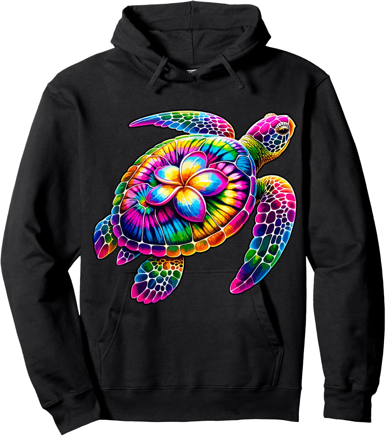 Hawaiian Sea Turtle Tie-Dye Hawaii Vacation Beach Summer Hoodie - Hoodie | Black