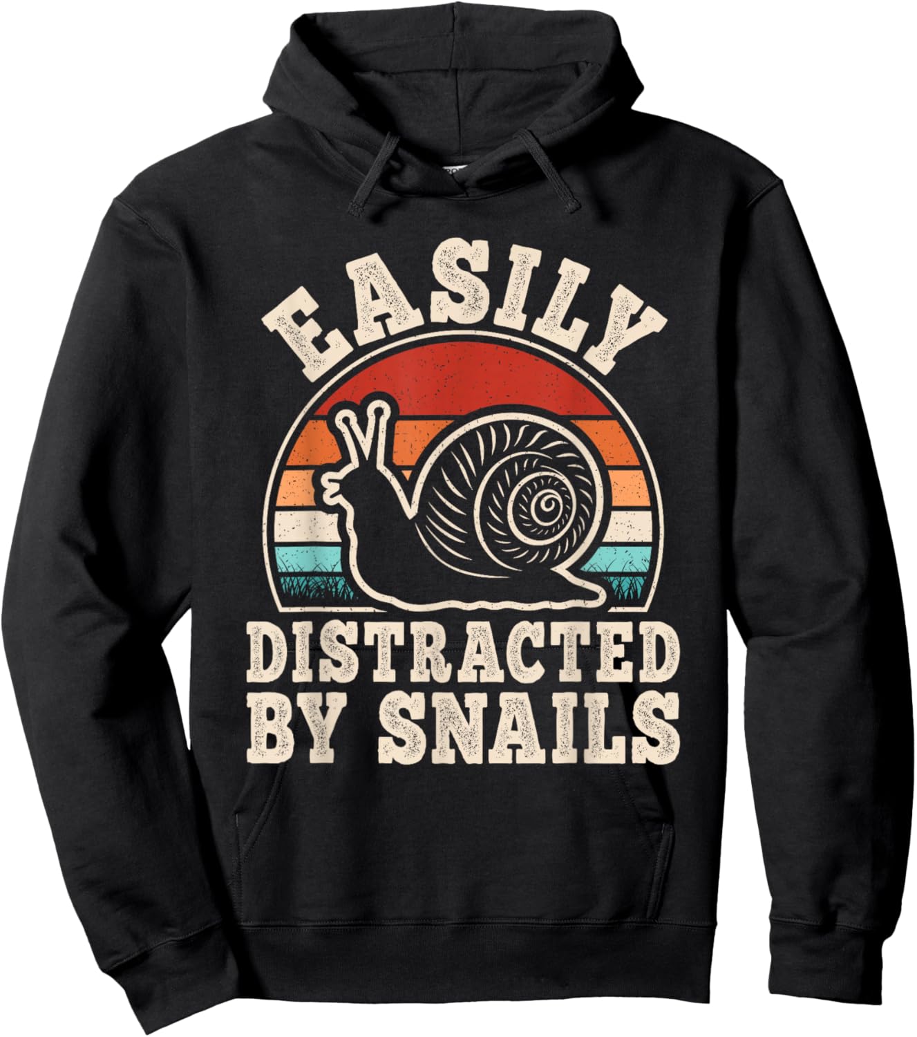 Easily Distracted By Snails Funny Retro Snail Men Women Kids Hoodie - Hoodie | Black