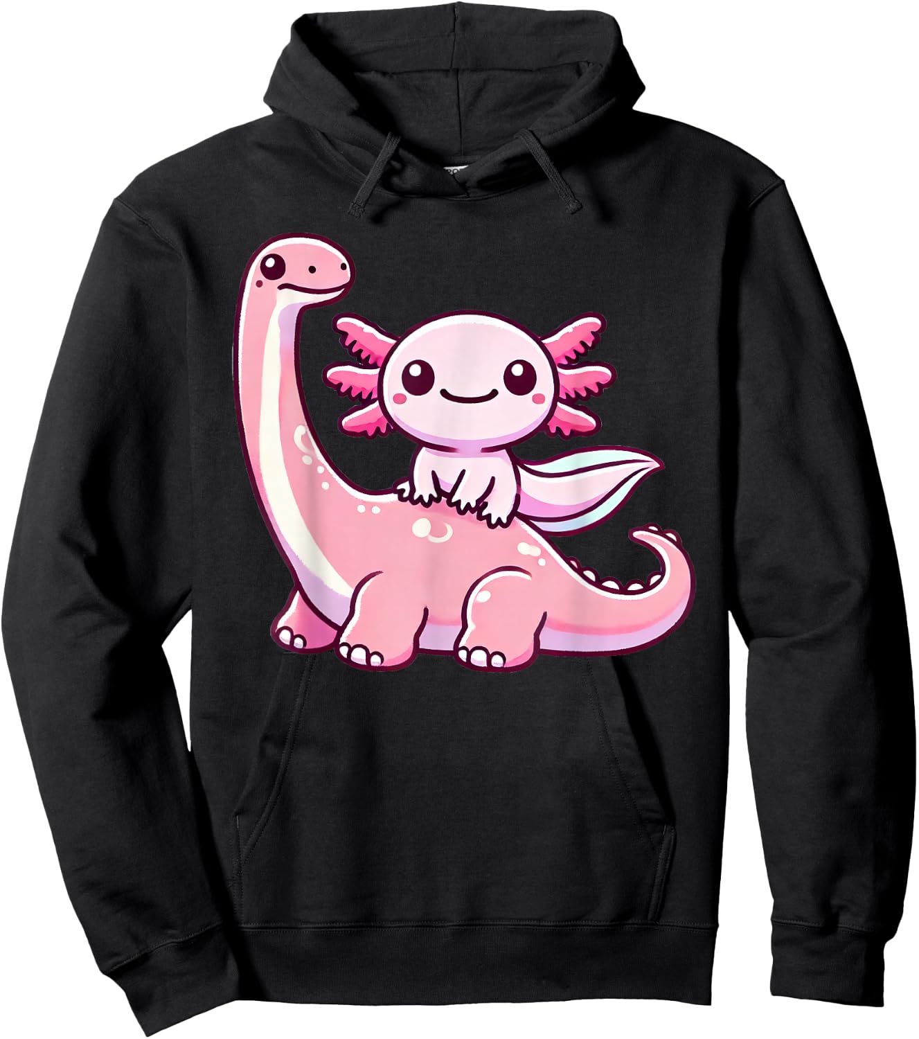 Anime Kawaii Axolotl Dinosaur Brachiosaurus Hoodie - Hoodie | Black