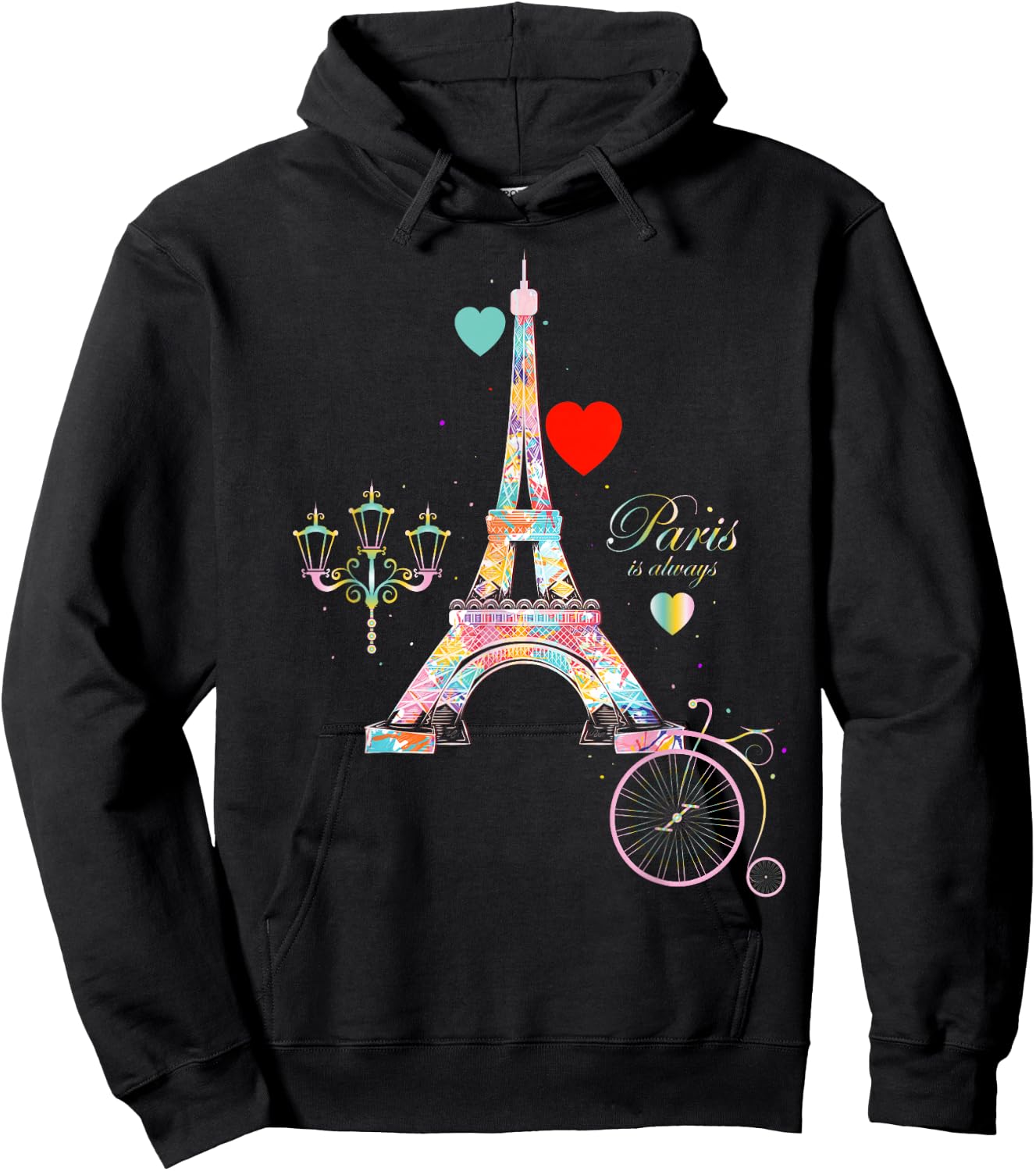 Paris in Our Hearts Eiffel Tower France Love Sign Hoodie - Hoodie | Black