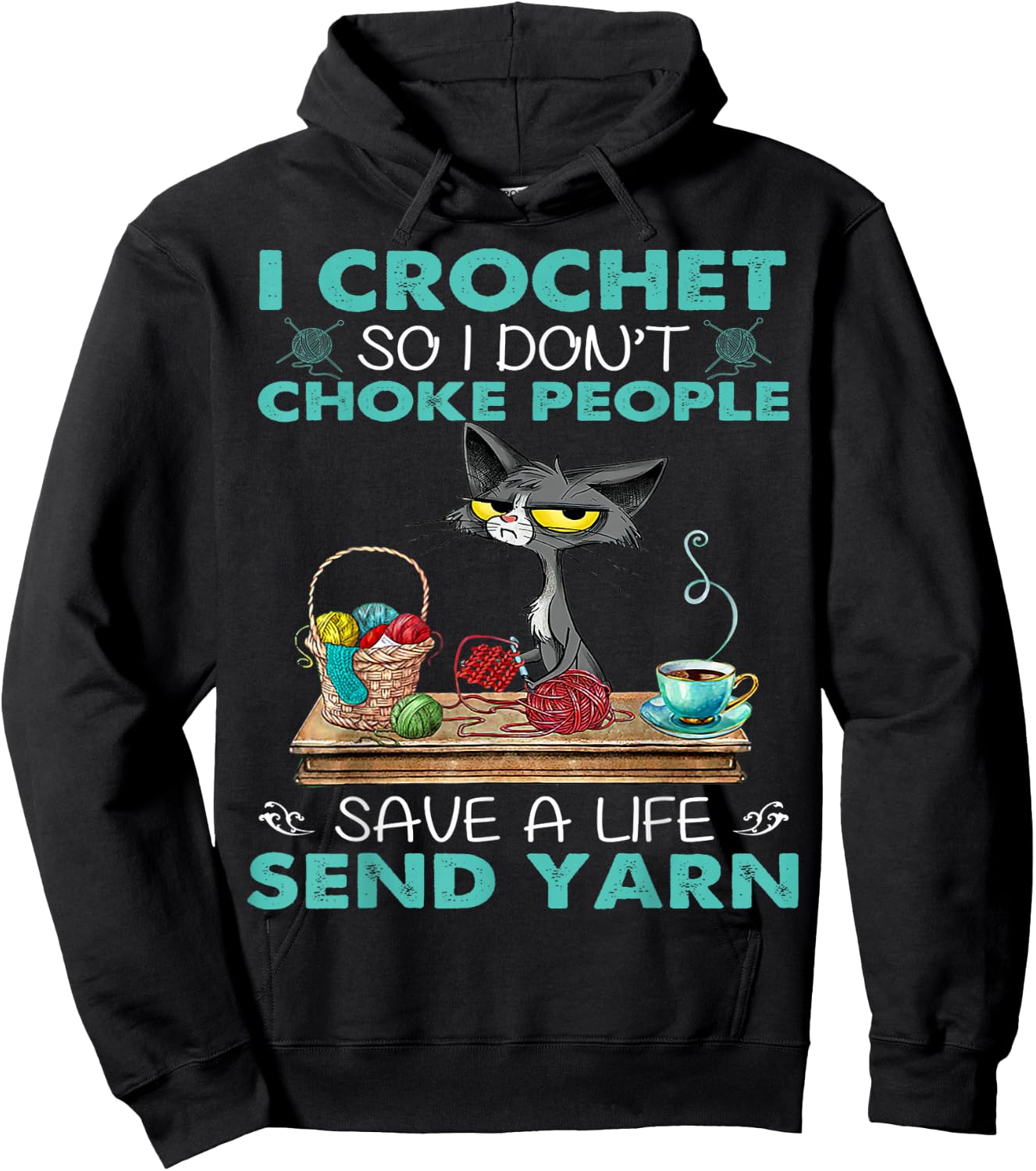 I Crochet so I Don't Choke People Hoodie - Hoodie | Black