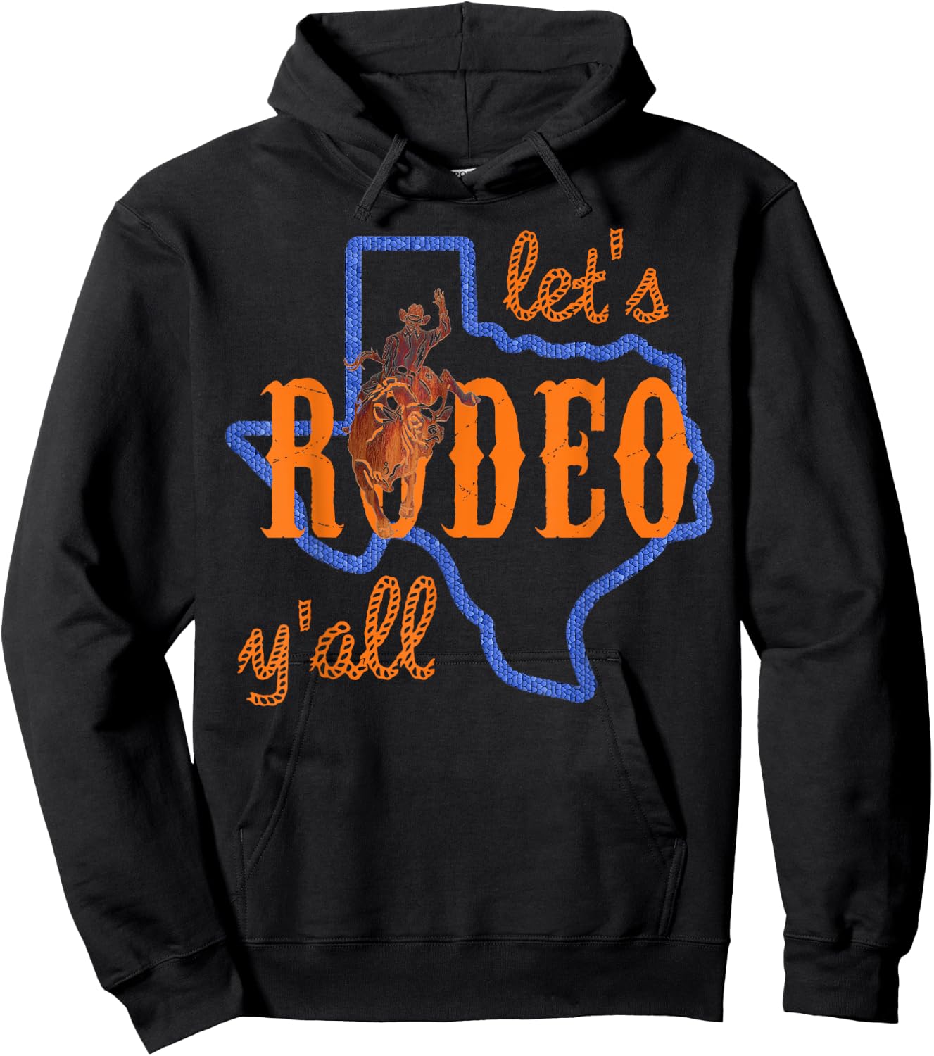 Texan Cowboy Cowgirl Let's Rodeo Y'all Cute HLSR Shirt Hoodie - Hoodie | Black