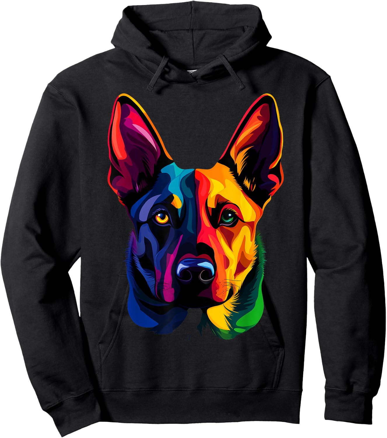 Colorful Belgian Malinois Face Cute Shepherd Dog Lover Black Hoodie - Hoodie | Black