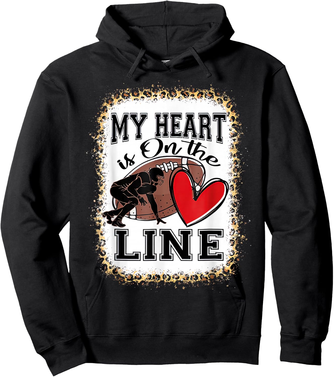My Heart Is On The Line Offensive Lineman Football Hoodie - Hoodie | Black