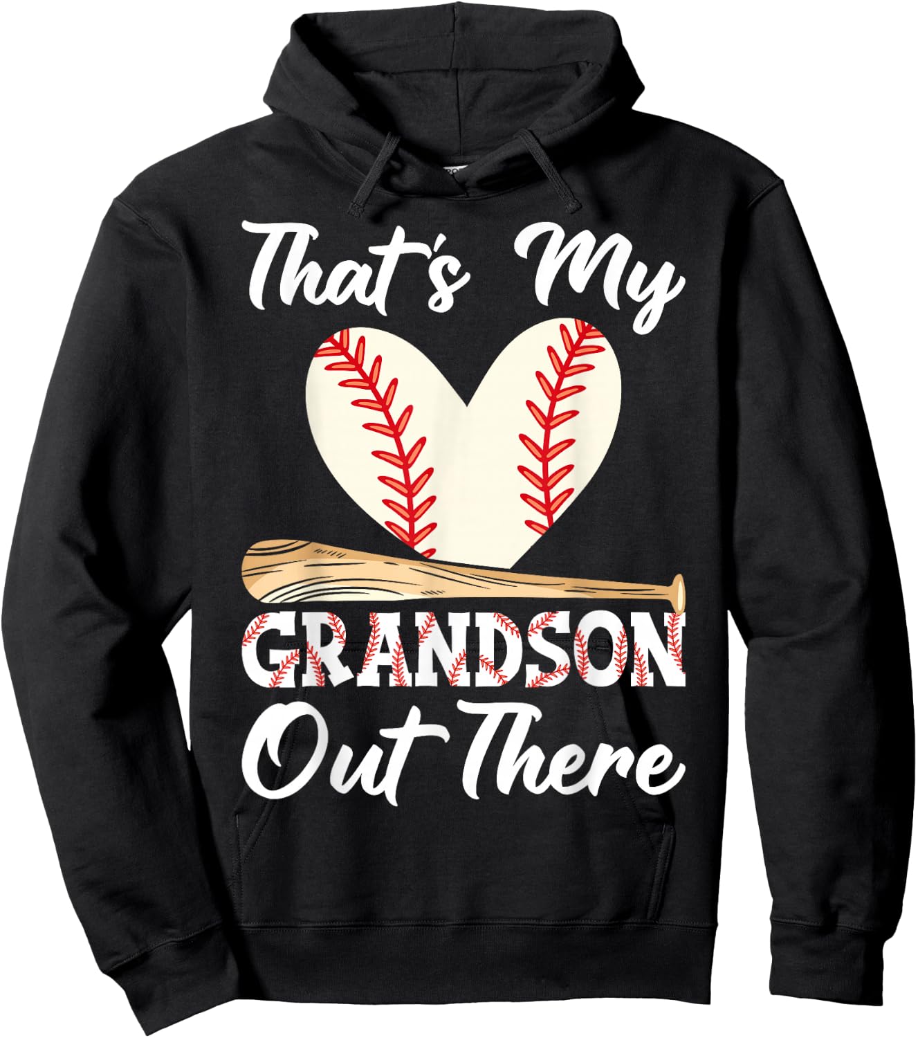 That's My Grandson Out There Baseball Grandma Mother's Day Hoodie - Hoodie | Black
