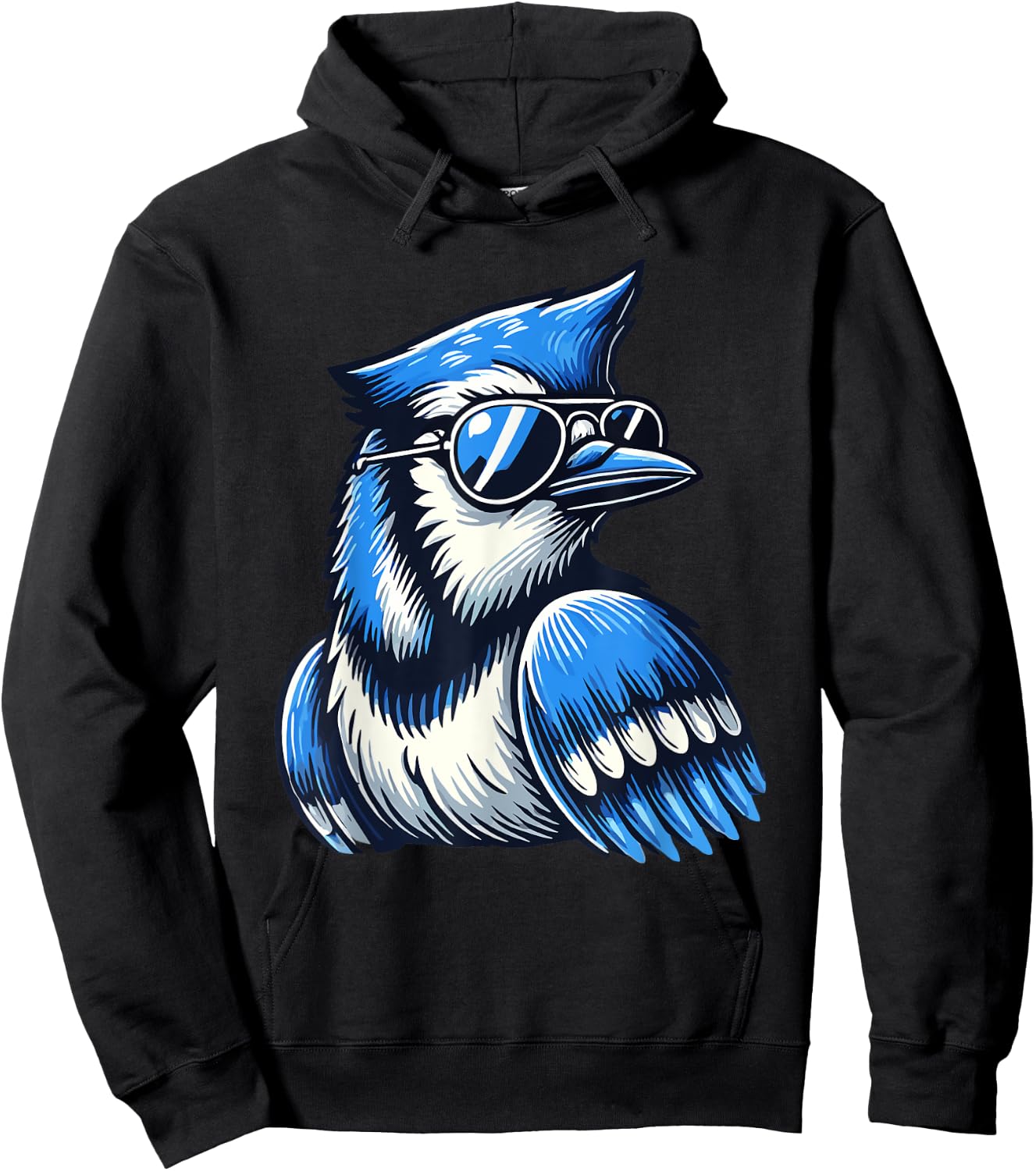 Cool Blue Jay Bird Wearing Sunglasses Funny Animal Lover Hoodie - Hoodie | Black