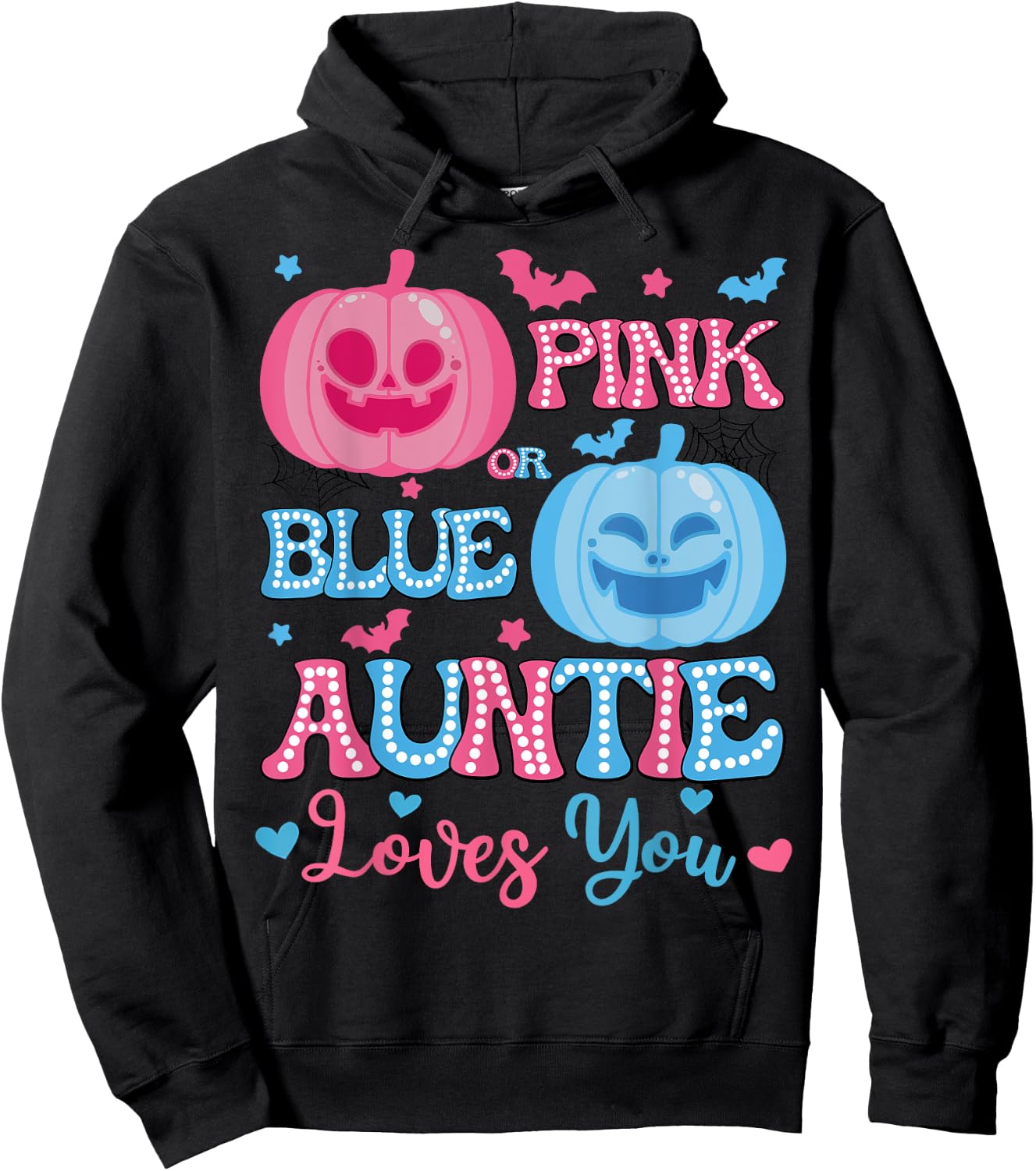 Pink or Blue Auntie Loves You Halloween Gender Reveal Hoodie - Hoodie | Black