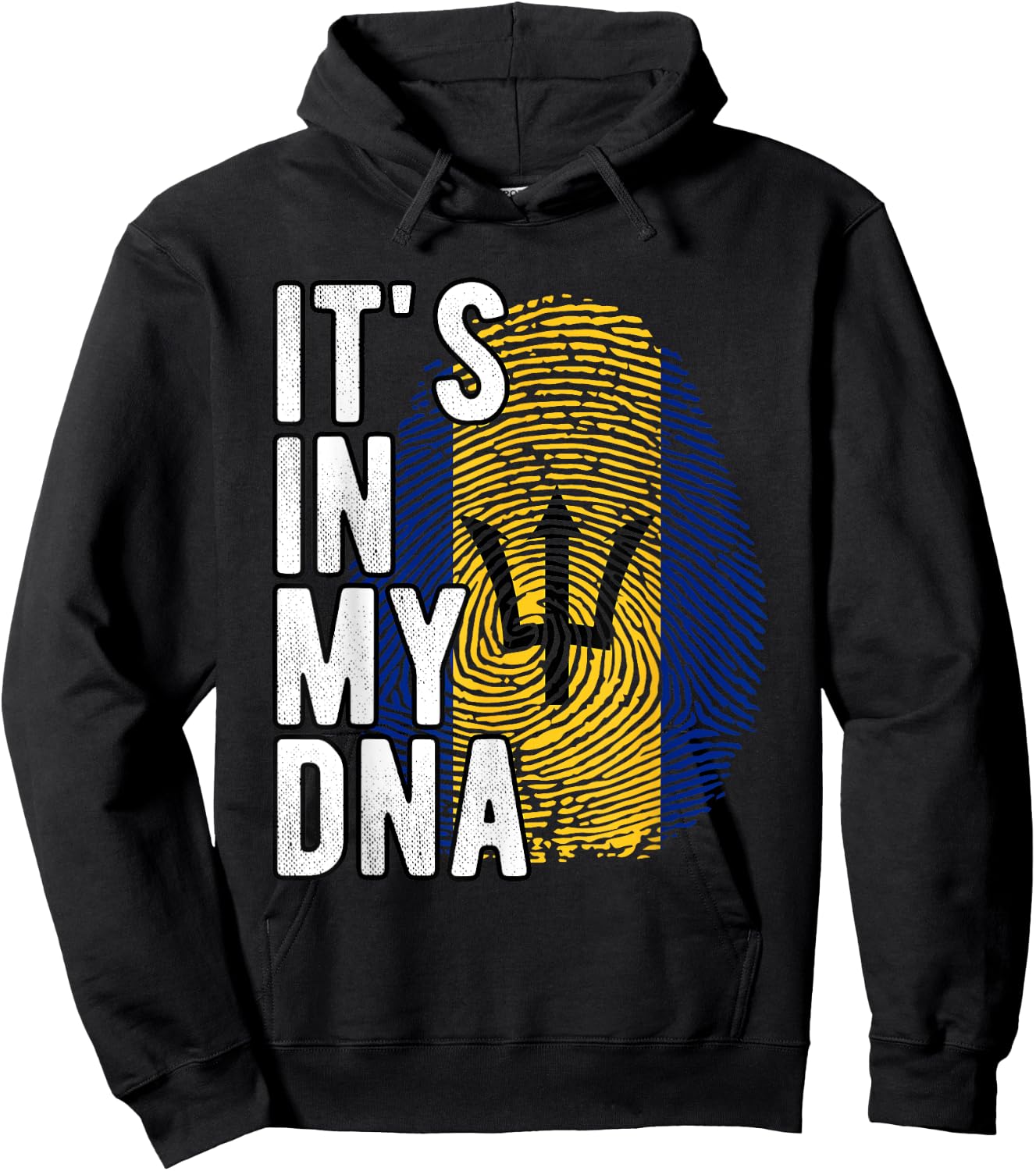 Funny it's in my DNA Barbados flag Fingerprint Hoodie - Hoodie | Black