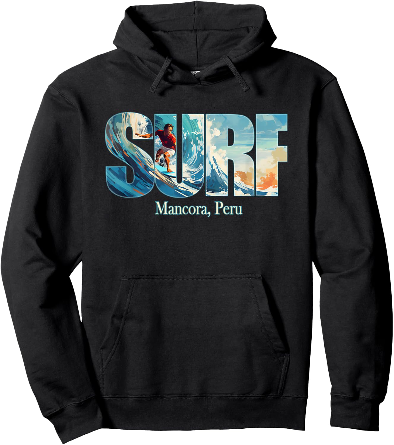 Mancora, Peru Beach Surfing Hoodie - Hoodie | Black