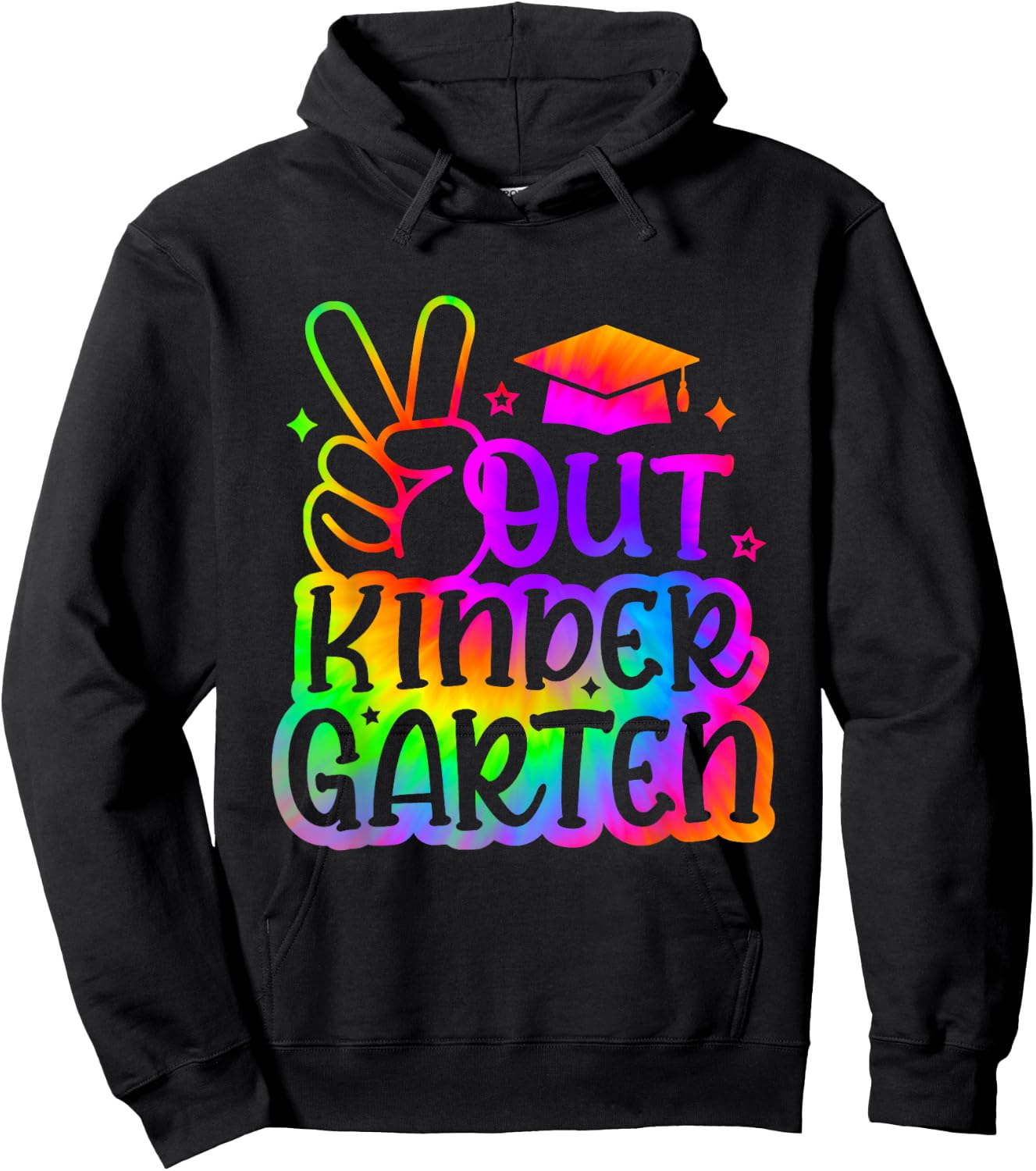 Last Day of School Peace Out Kindergarten Tie Dye Hoodie - Hoodie | Black