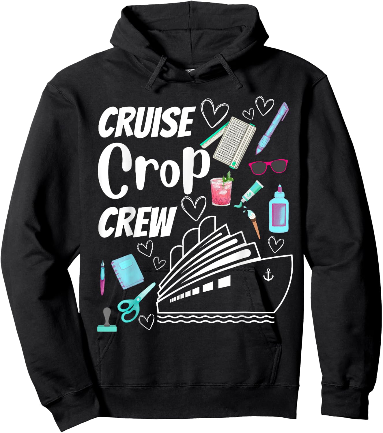 Cruise Crop Crew Scrapbook Crafting Journaling Travel Hoodie - Hoodie | Black