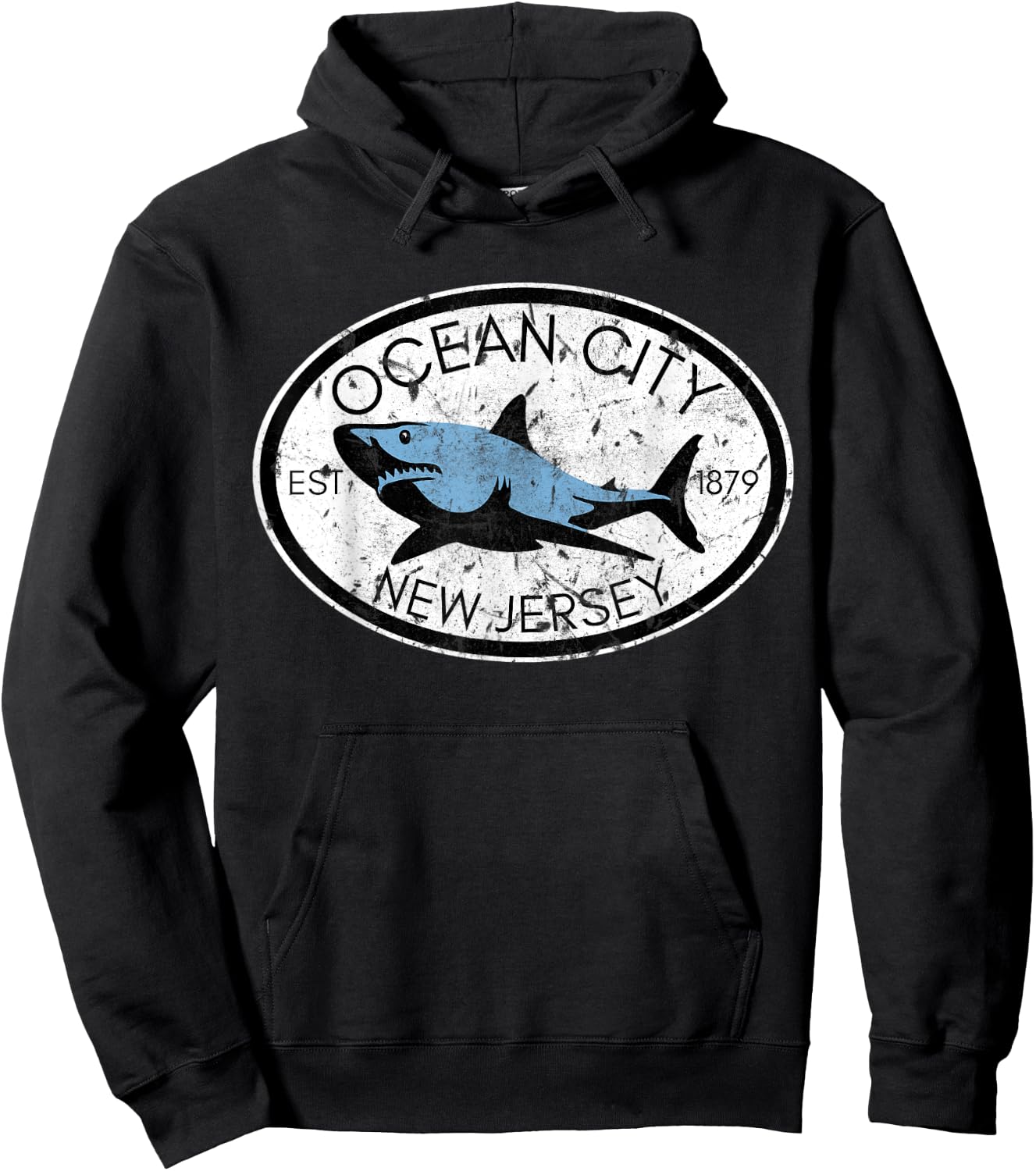 Ocean City New Jersey Fishing Shark Fish Beach Boating NJ Hoodie - Hoodie | Black