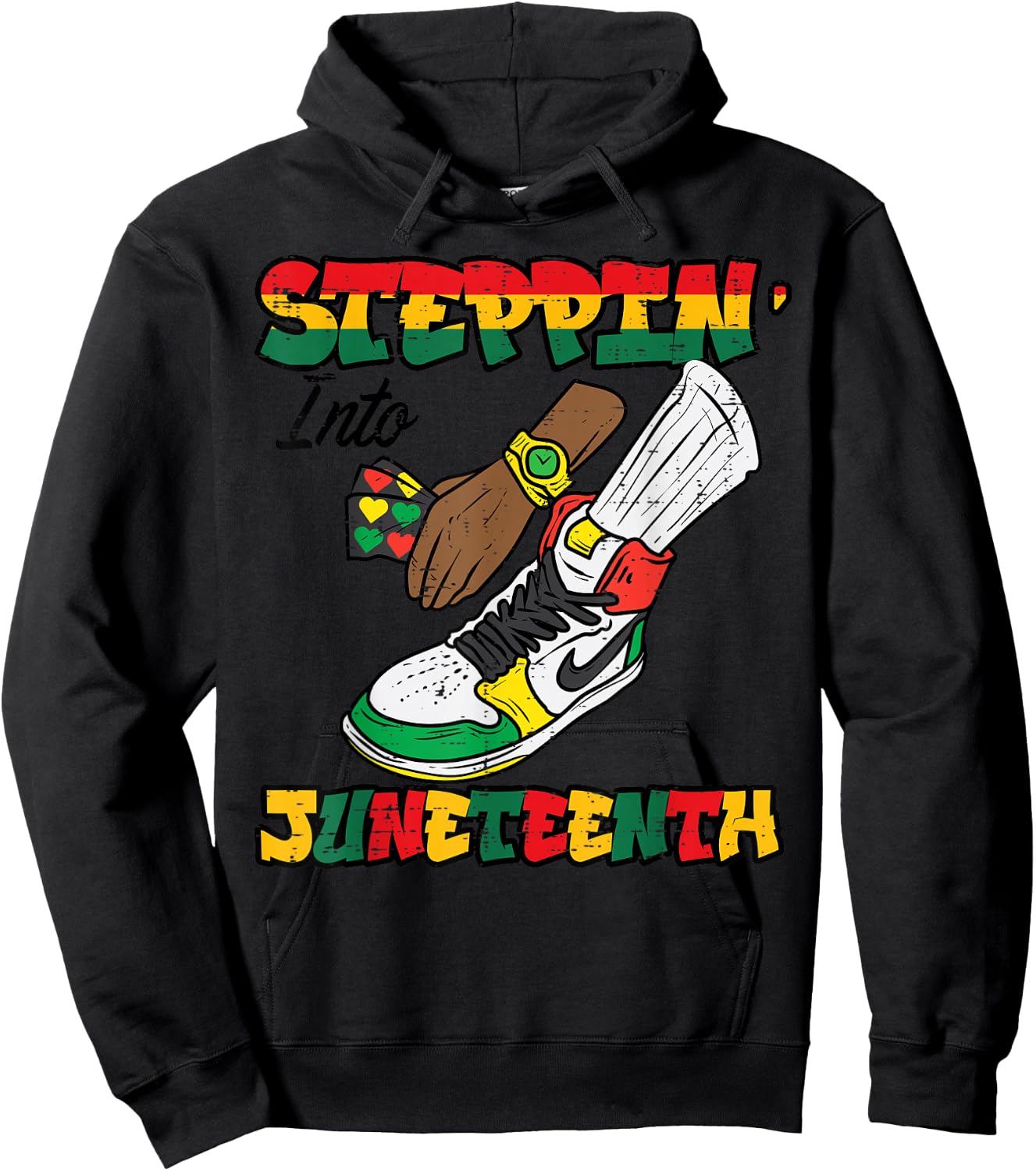 Steppin Juneteenth Shoe Watch Black American Men Boys Kids Hoodie - Hoodie | Black