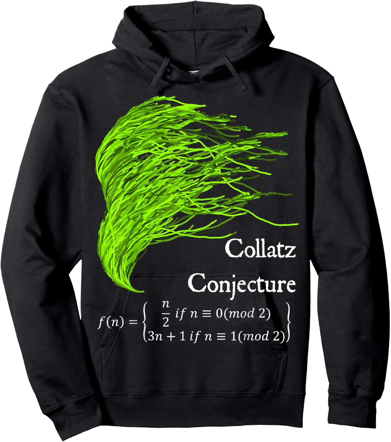 Nerdy Collatz Conjecture 3n+1 Green Seaweed Math Teacher Women Kids Hoodie - Hoodie | Black