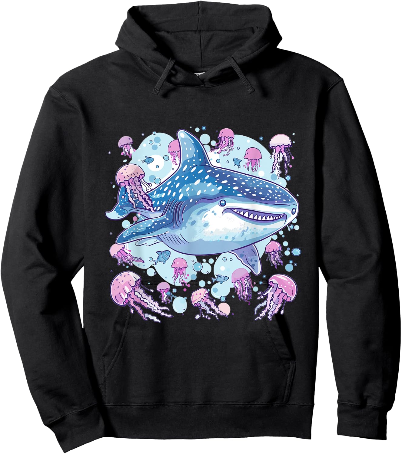 Whale Shark with Jellyfish Sea Animal Graphic Hoodie - Hoodie | Black