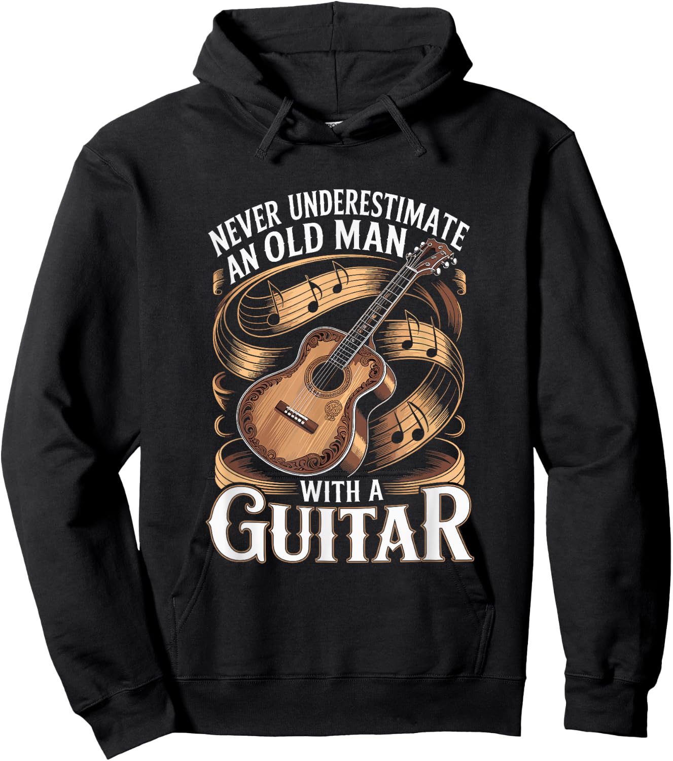 Never Underestimate an Old Man with A Guitar Hoodie - Hoodie | Black