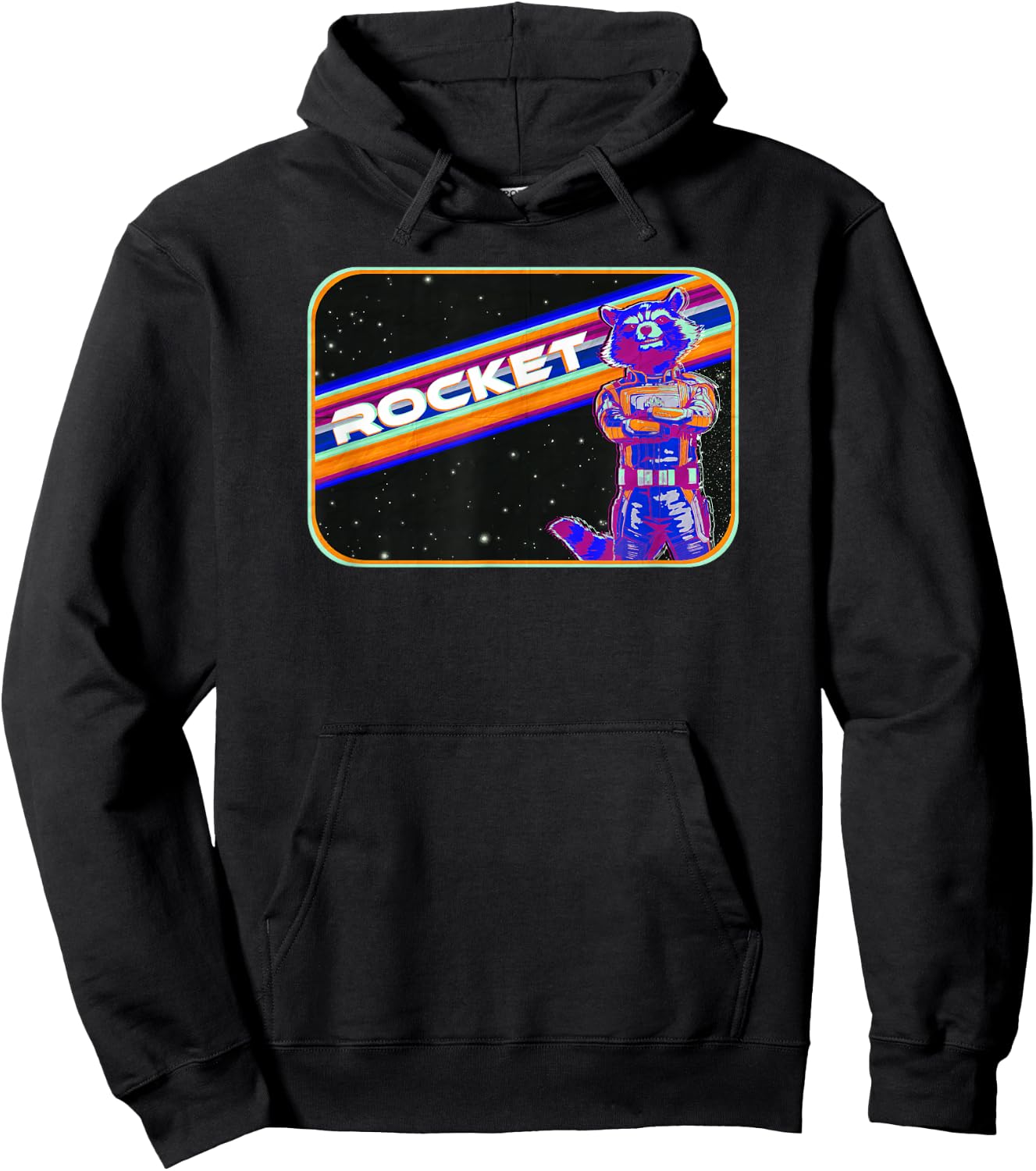 Marvel Guardians of The Galaxy Vol. 3 Vintage Rocket Stripe Hoodie - Hoodie | Black