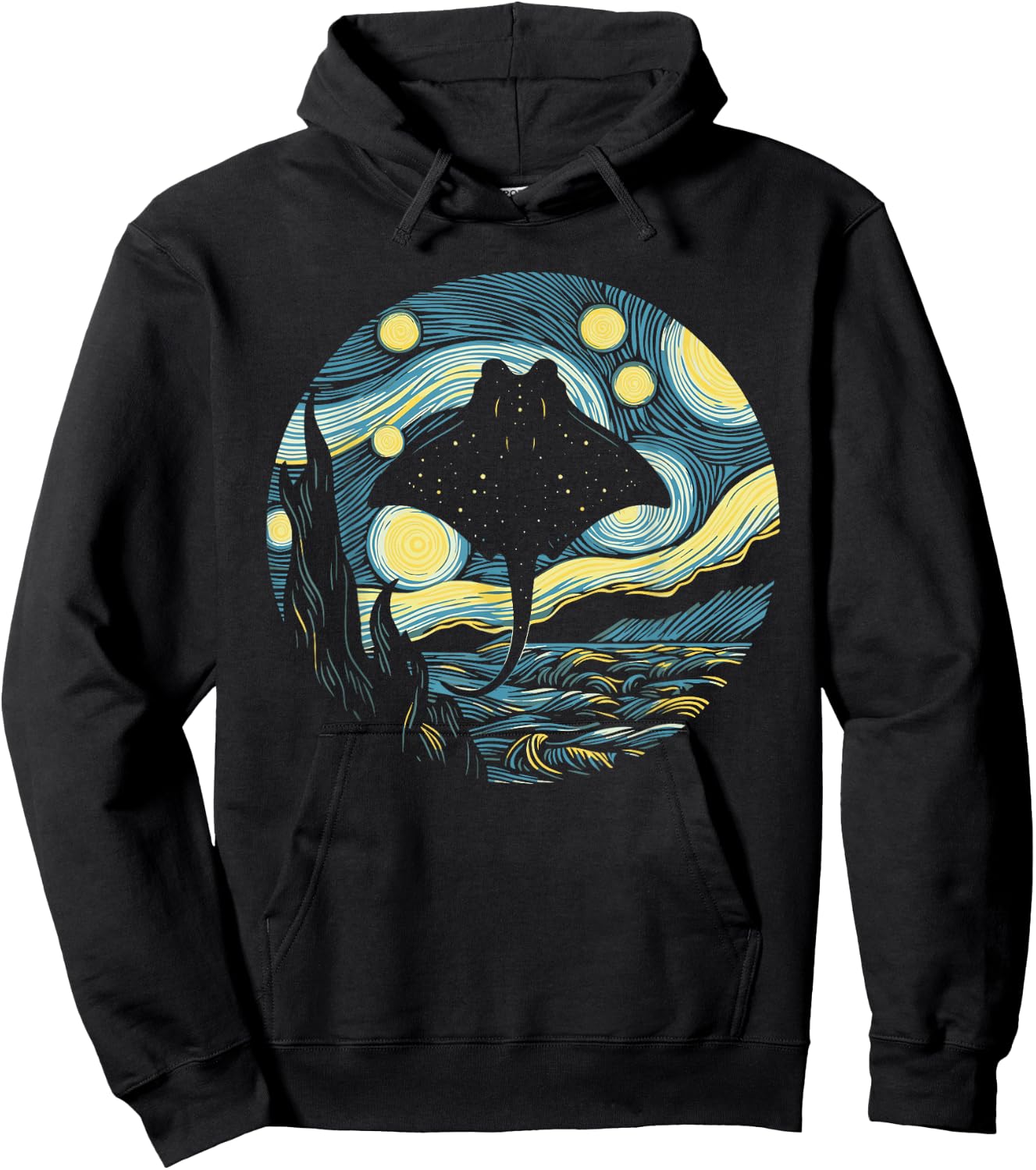 Stingray Manta Ray Starry Night Painting Art Hoodie - Hoodie | Black