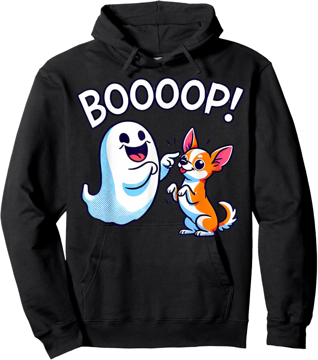 Funny Halloween Ghost Chihuahua Dog Boop Silly Puppy Humor Men Women Kids Hoodie - Hoodie | Black