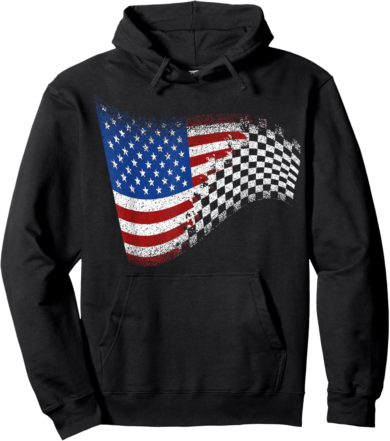 Checkered American Flag Racing Hoodie - Hoodie | Black