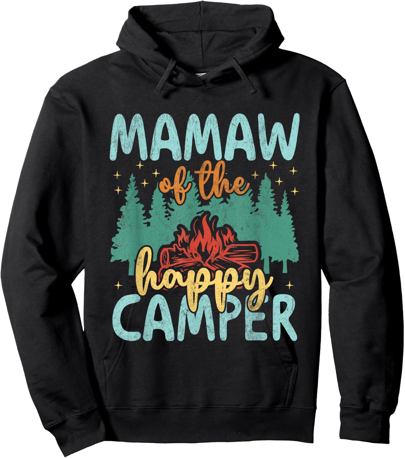 Mamaw of Happy Camper 1st Birthday Party Retro Mamaw Hoodie - Hoodie | Black