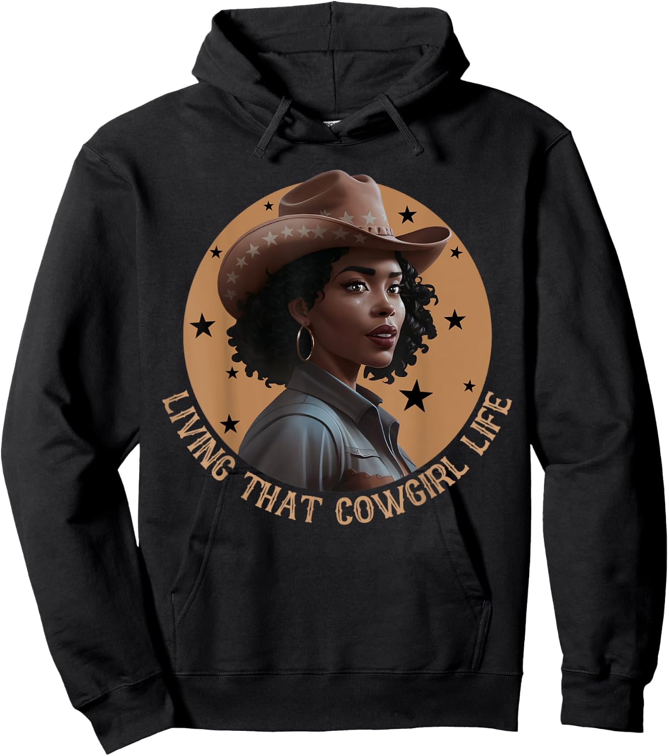 Living That Cowgirl Life Melanin Cowgirl Rodeo Style Country Hoodie - Hoodie | Black
