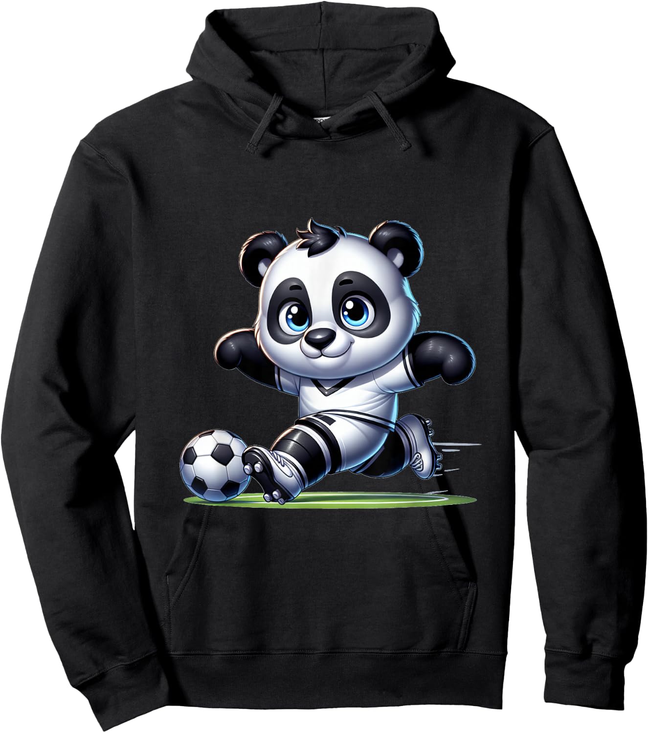Cute Soccer Player Panda Hoodie - Hoodie | Black