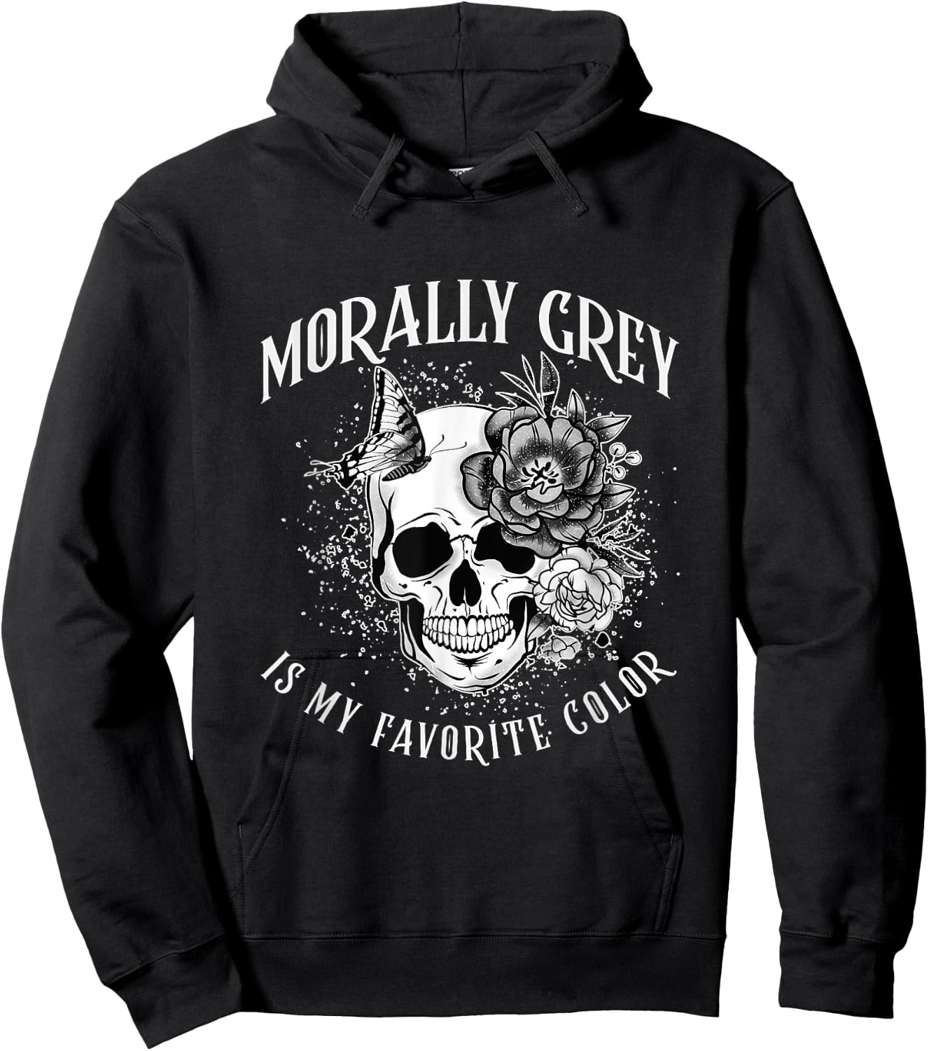 Morally Grey Is My Favorite Color Funny Skeleton Book Lover Hoodie - Hoodie | Black