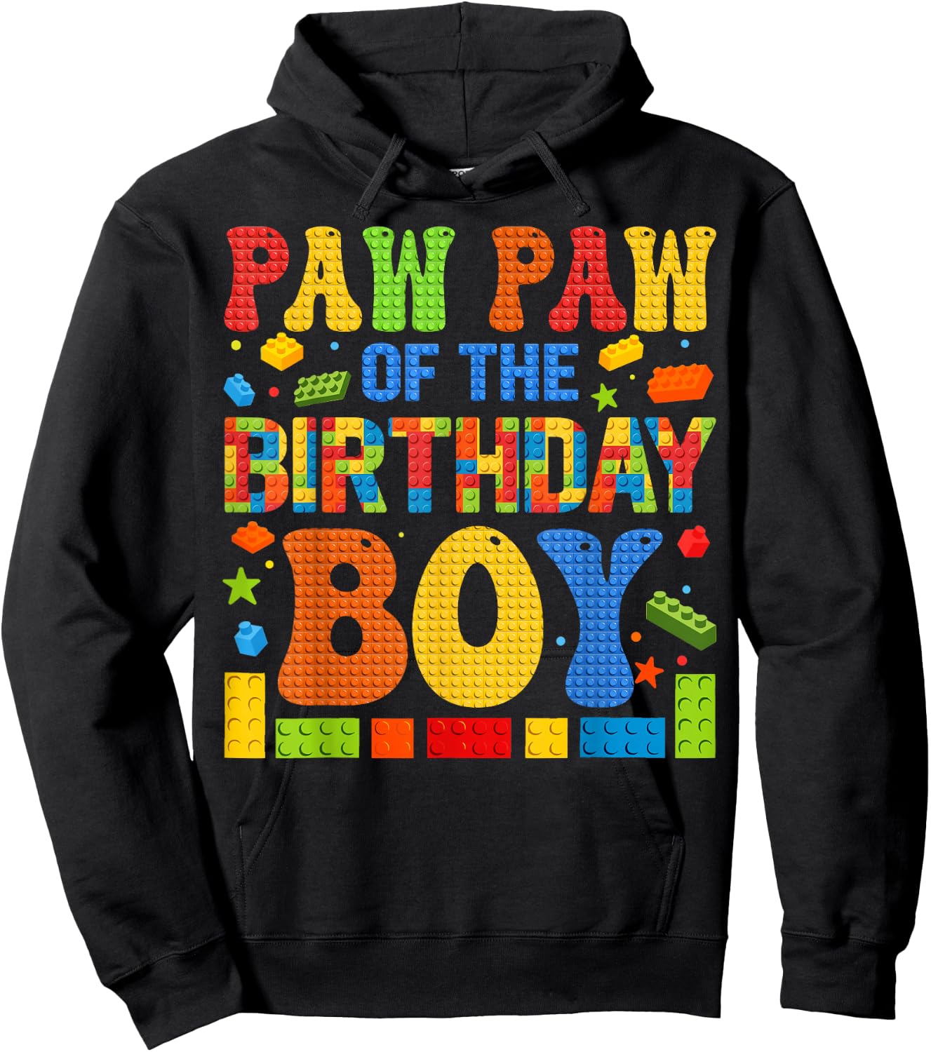 Paw Paw Of The Birthday Boy Building Block Birthday Party Hoodie - Hoodie | Black
