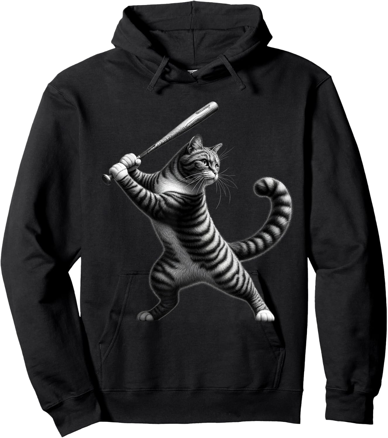 Vintage Cat Playing Softball Baseball Kitten Softball Player Hoodie - Hoodie | Black