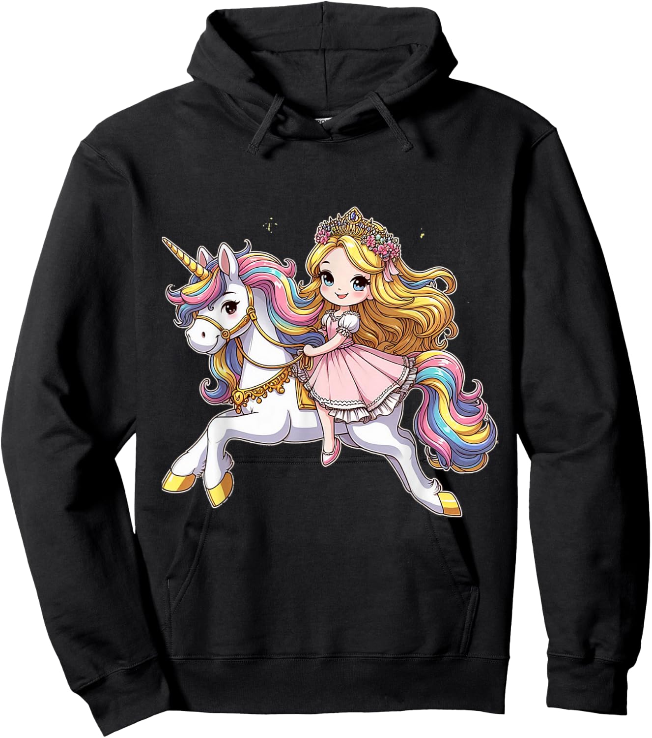 Princess Riding A Unicorn Boys Girls Men Women Kids Adults Hoodie - Hoodie | Black
