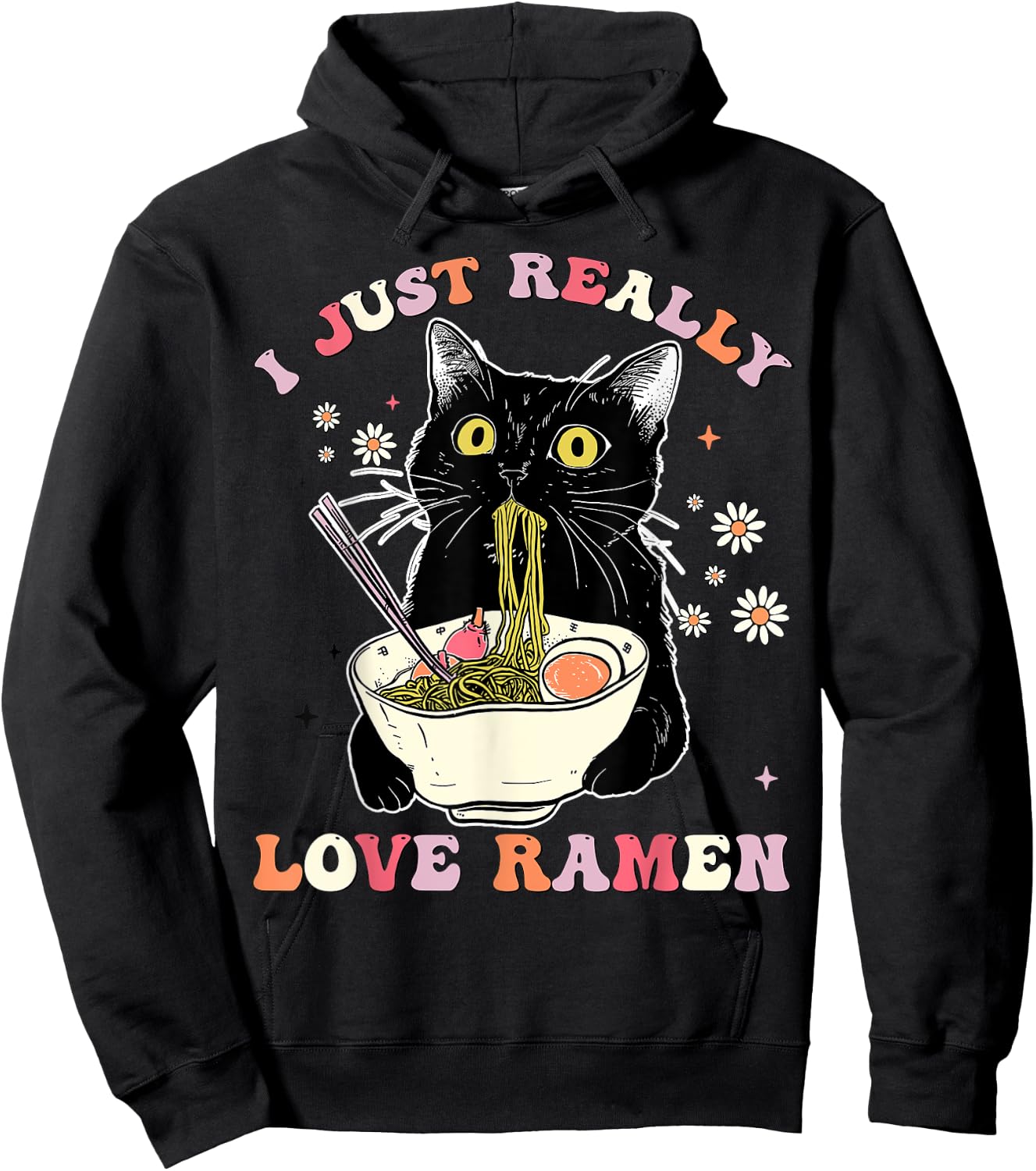 Ramen Cat Anime Kawaii Clothes Otaku Clothing Manga Hoodie - Hoodie | Black