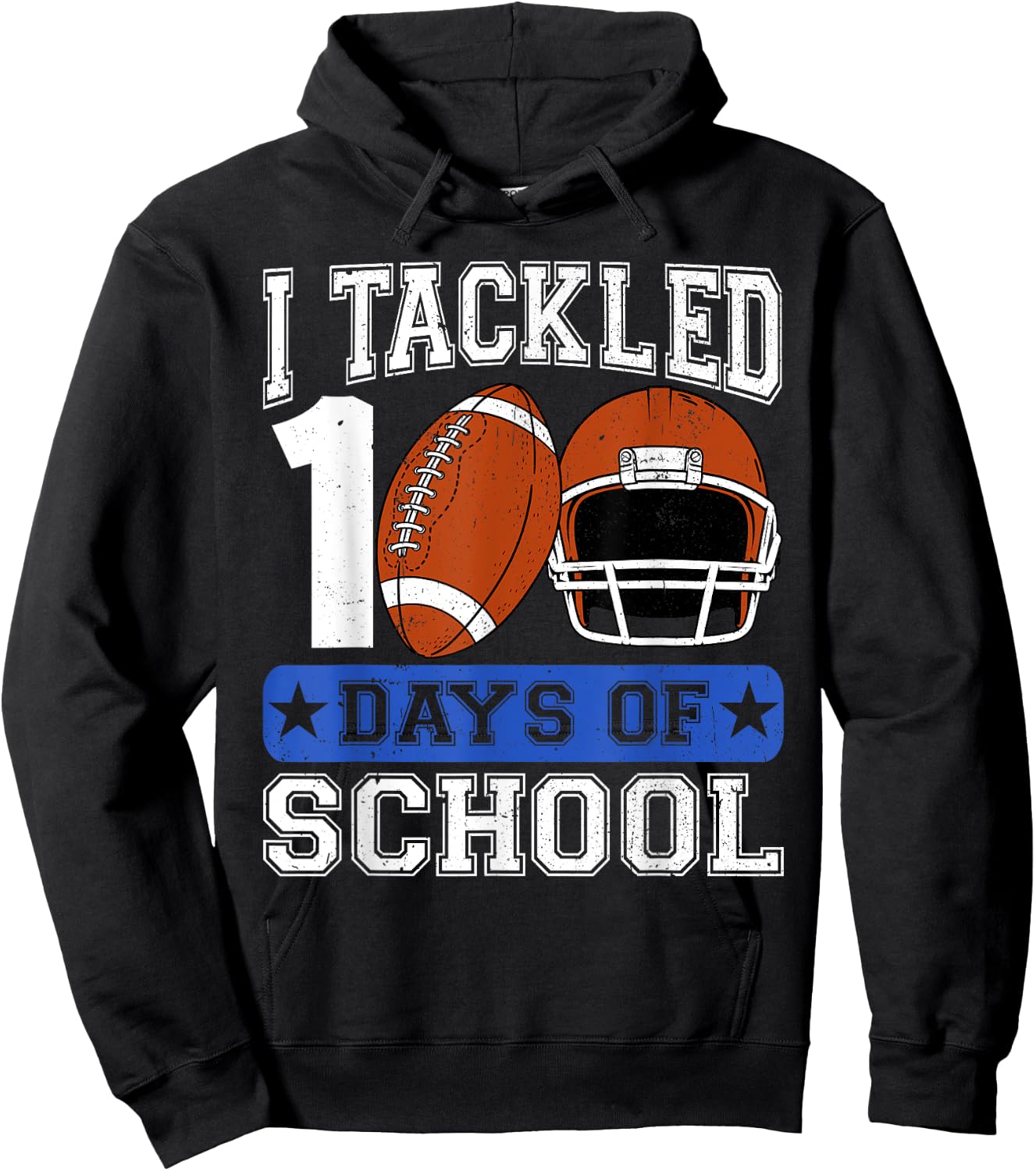 I Tackled 100 Days Of School Football Lover Player Boy Kid Hoodie - Hoodie | Black