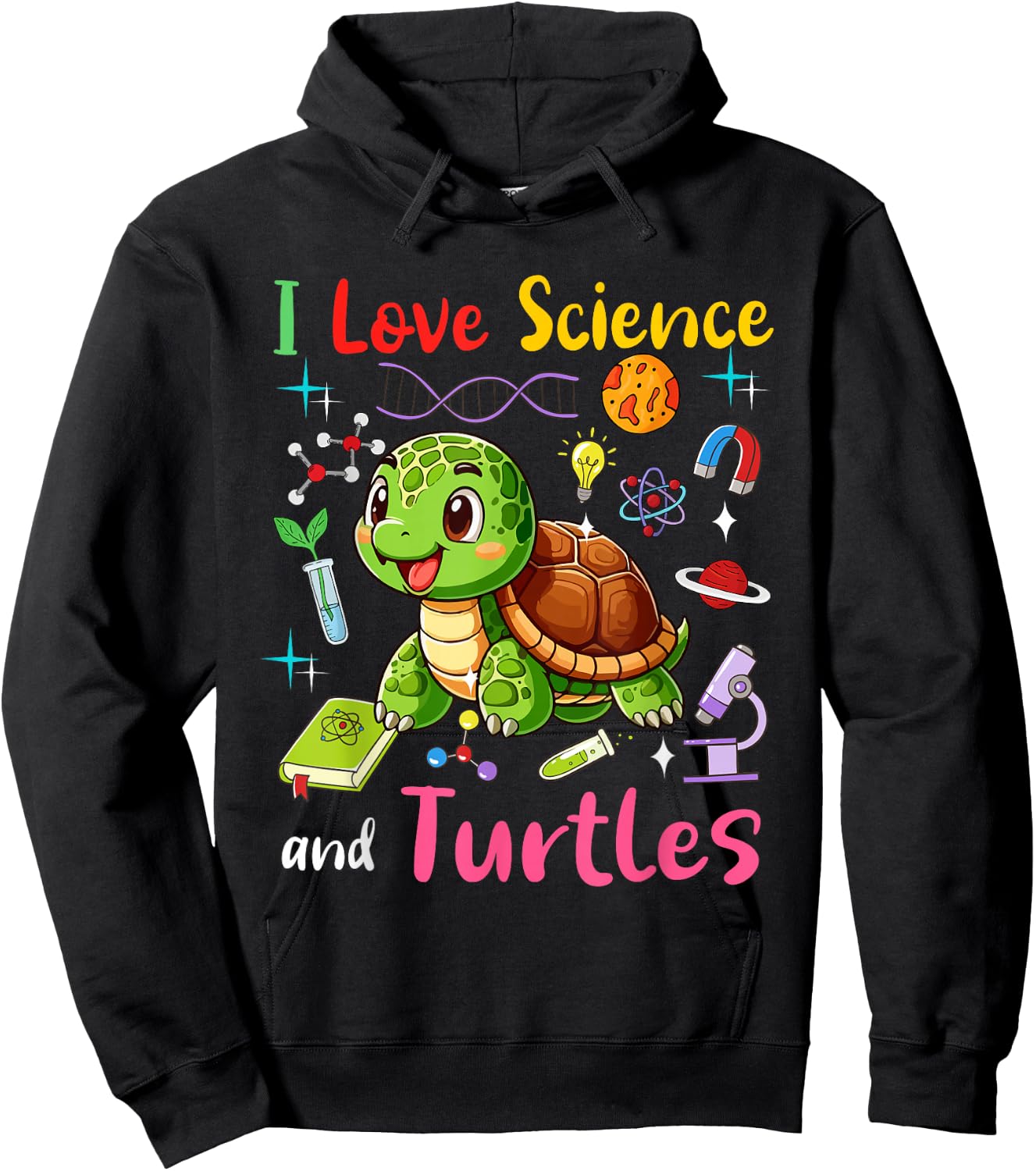Love Science And Turtles Matching Teacher Student Lover Hoodie - Hoodie | Black