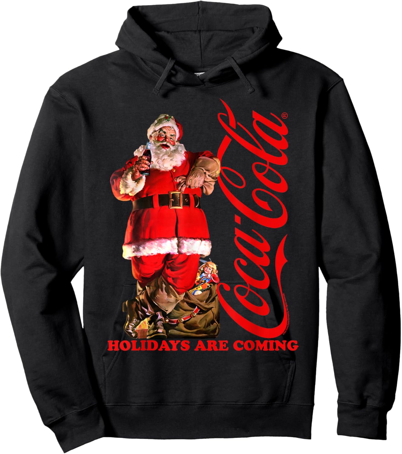 Coca Cola Christmas Holidays Are Coming Santa Lean Hoodie - Hoodie | Black