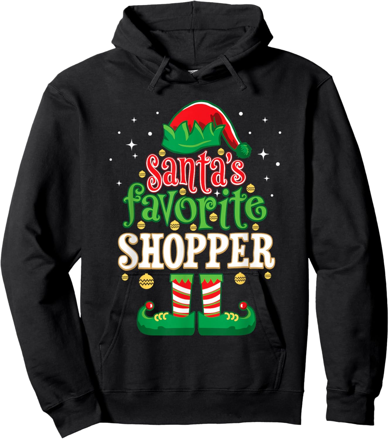 Santa's Favorite Shopper Christmas Matching Shopping Hoodie - Hoodie | Black