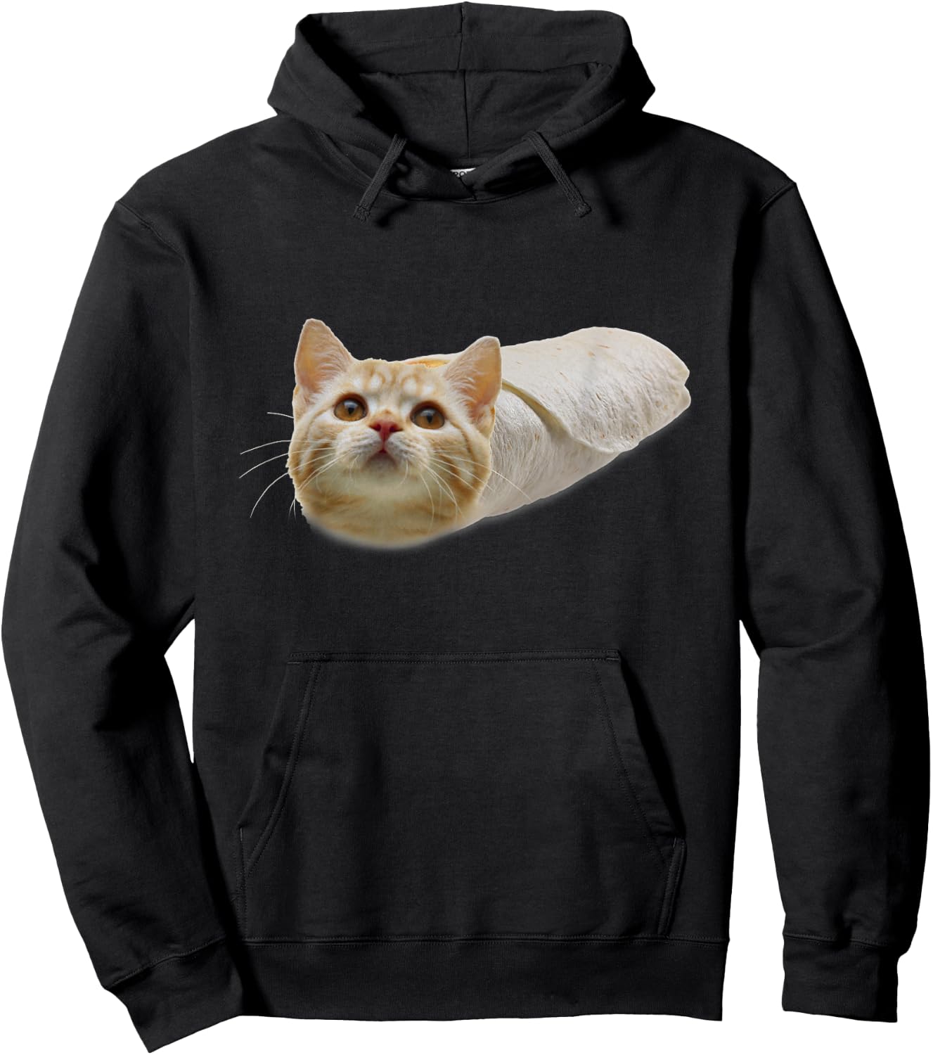 Purrito Kitty Cat in a Burrito Graphic Funny Hoodie - Hoodie | Black
