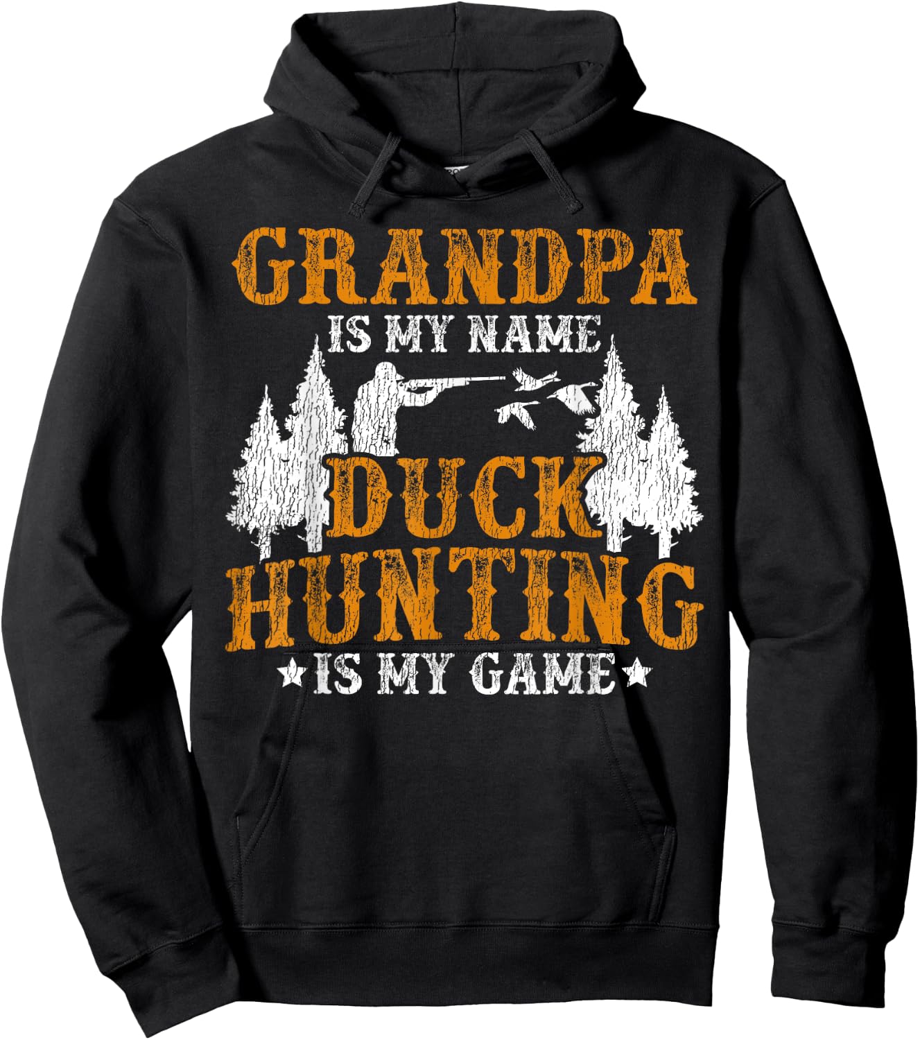 Duck Hunting Hunter Grandpa Vintage Grandpa Is My Name Duck Hoodie - Hoodie | Black