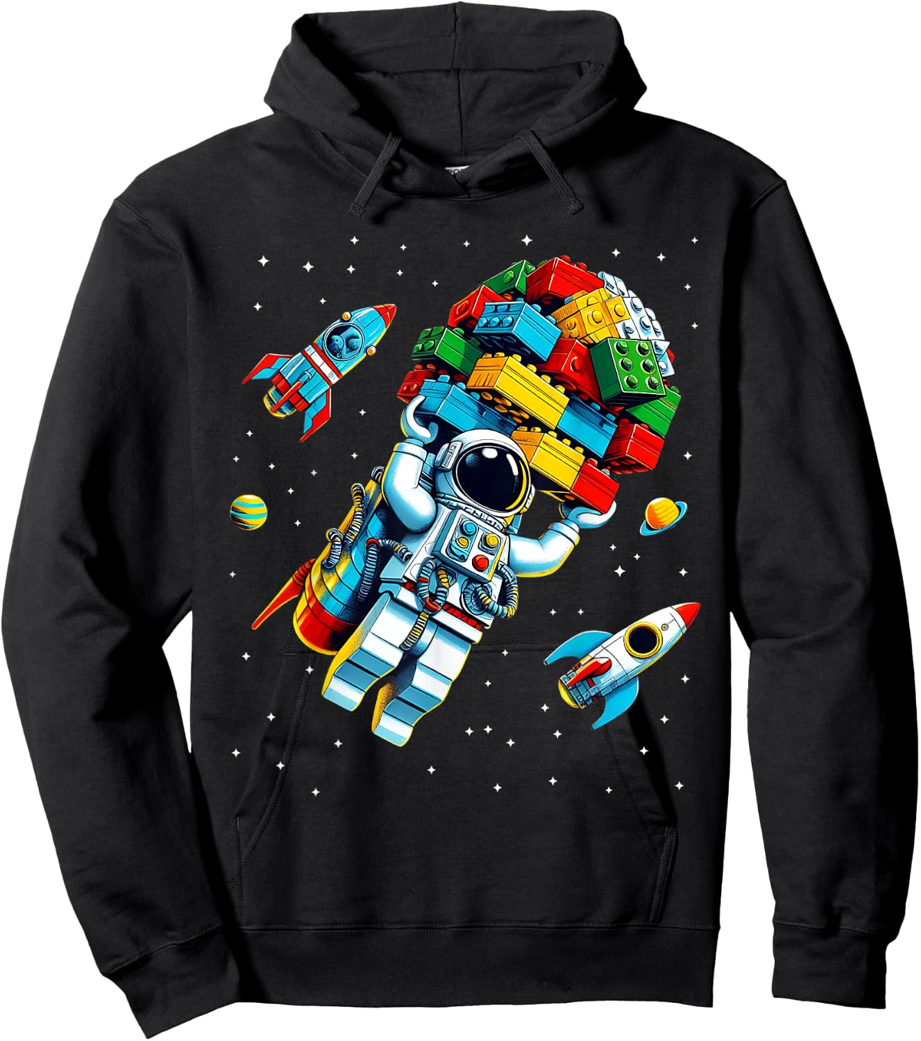 Master Builder Space Astronaut Building Blocks Bricks Boys Hoodie - Hoodie | Black