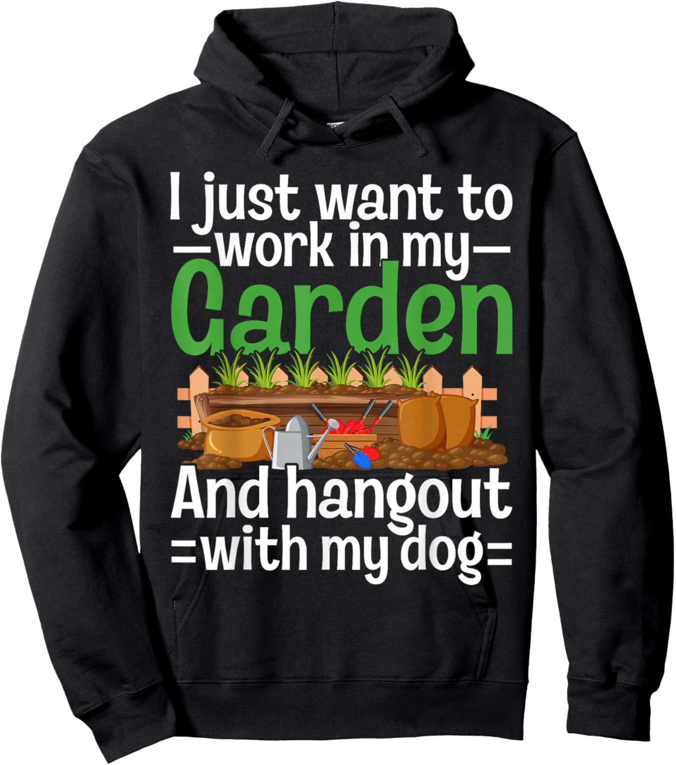 Gardening And Dogs Funny Gardening Plants Hoodie - Hoodie | Black