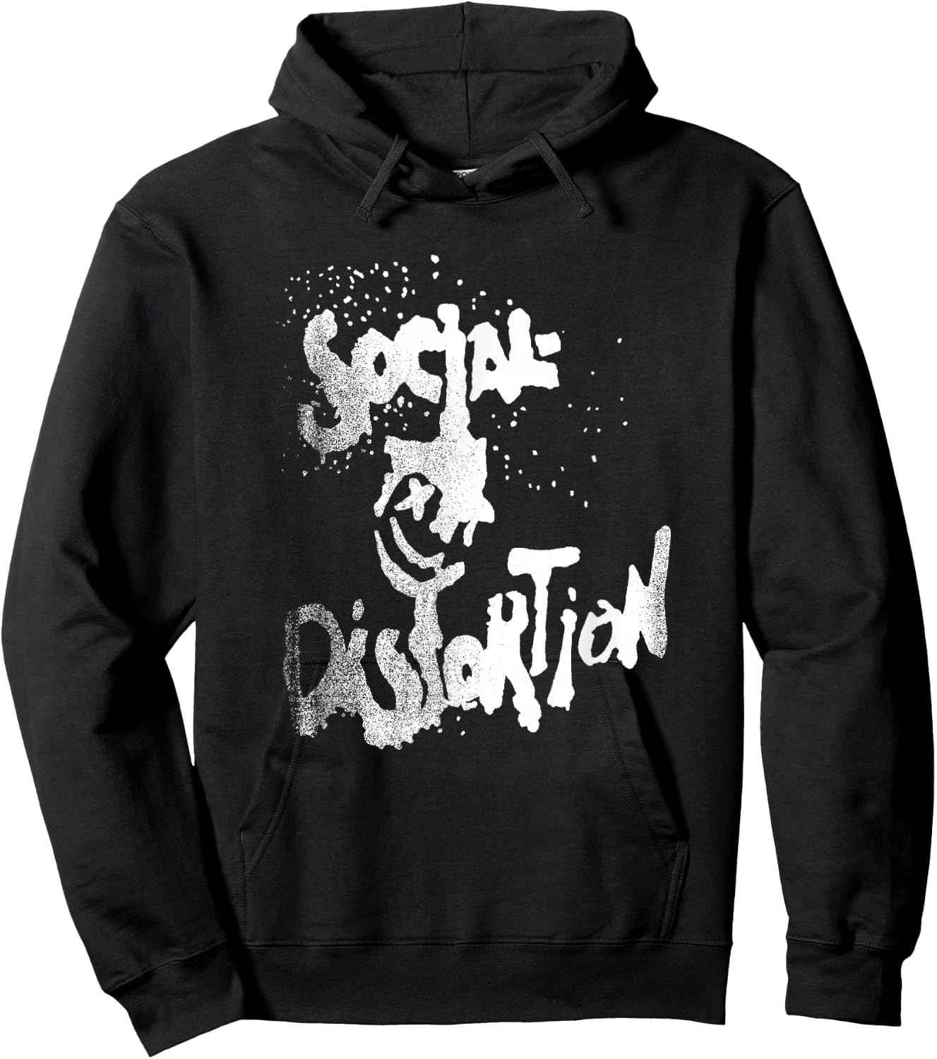 Official Social Distortion White Splatter Smiley Hoodie - Hoodie | Black