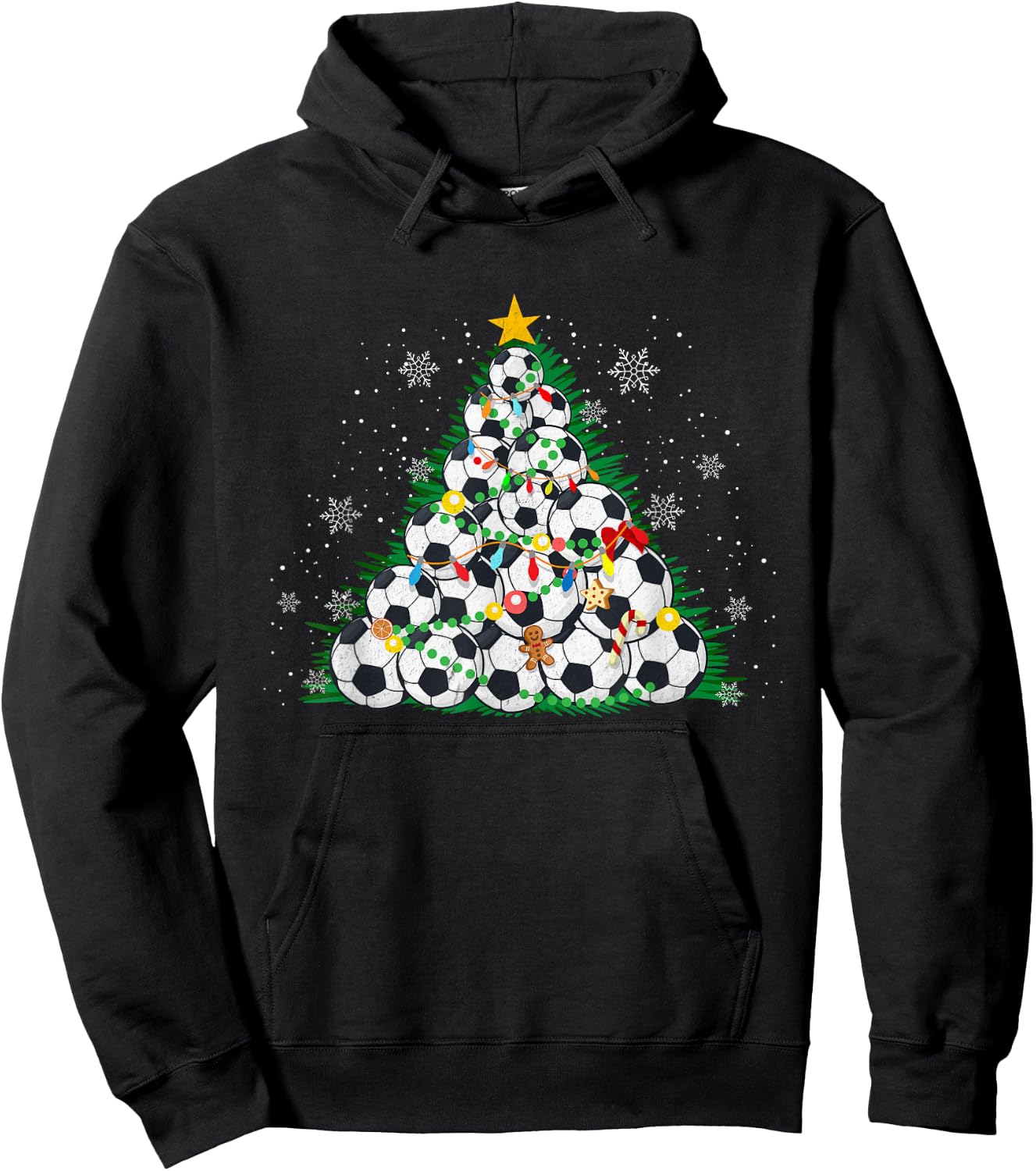 Funny Soccer Christmas Tree Lights Sport Fan Kids Boys Men Hoodie - Hoodie | Black