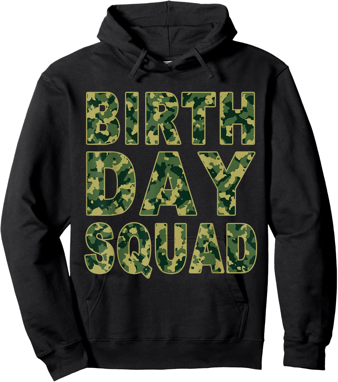 Military Green Camouflage Pattern Matching Birthday Squad Hoodie - Hoodie | Black